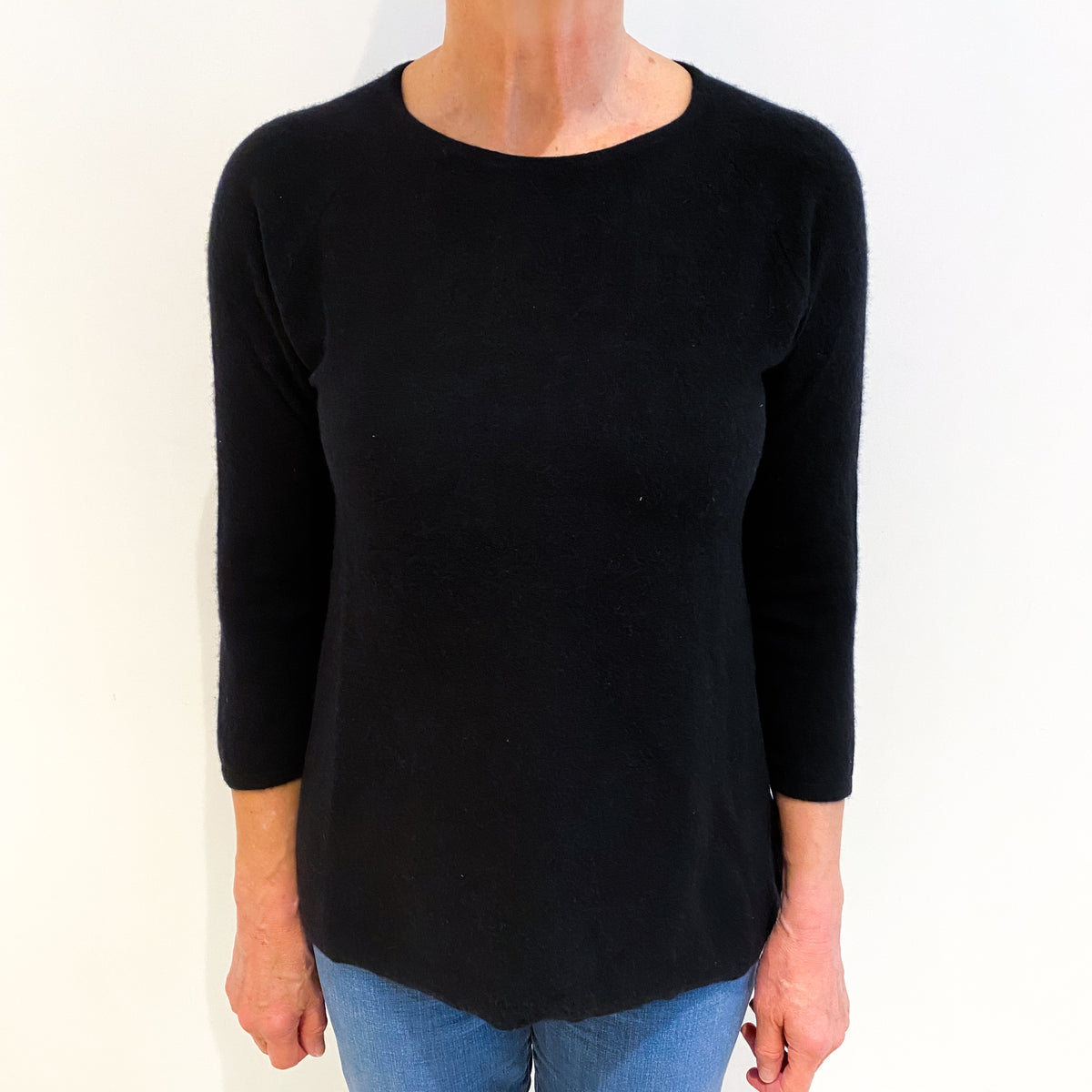 Black Cashmere Crew Neck Jumper Medium
