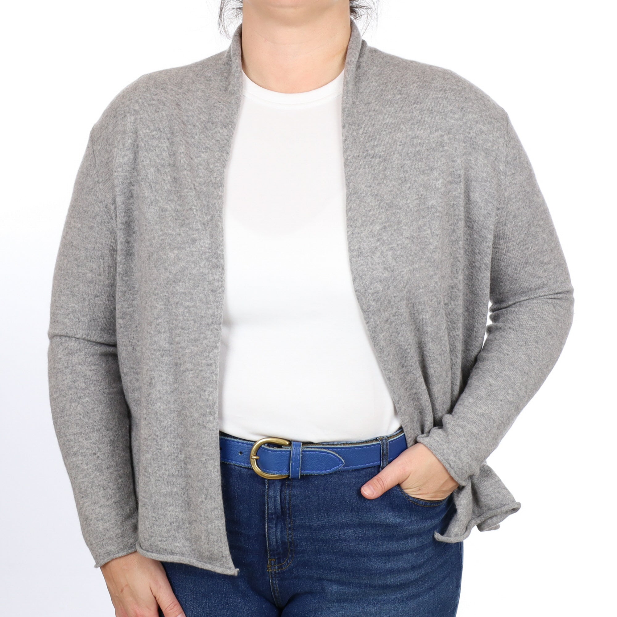 Smoke Grey Cashmere Edge To Edge Cardigan Large