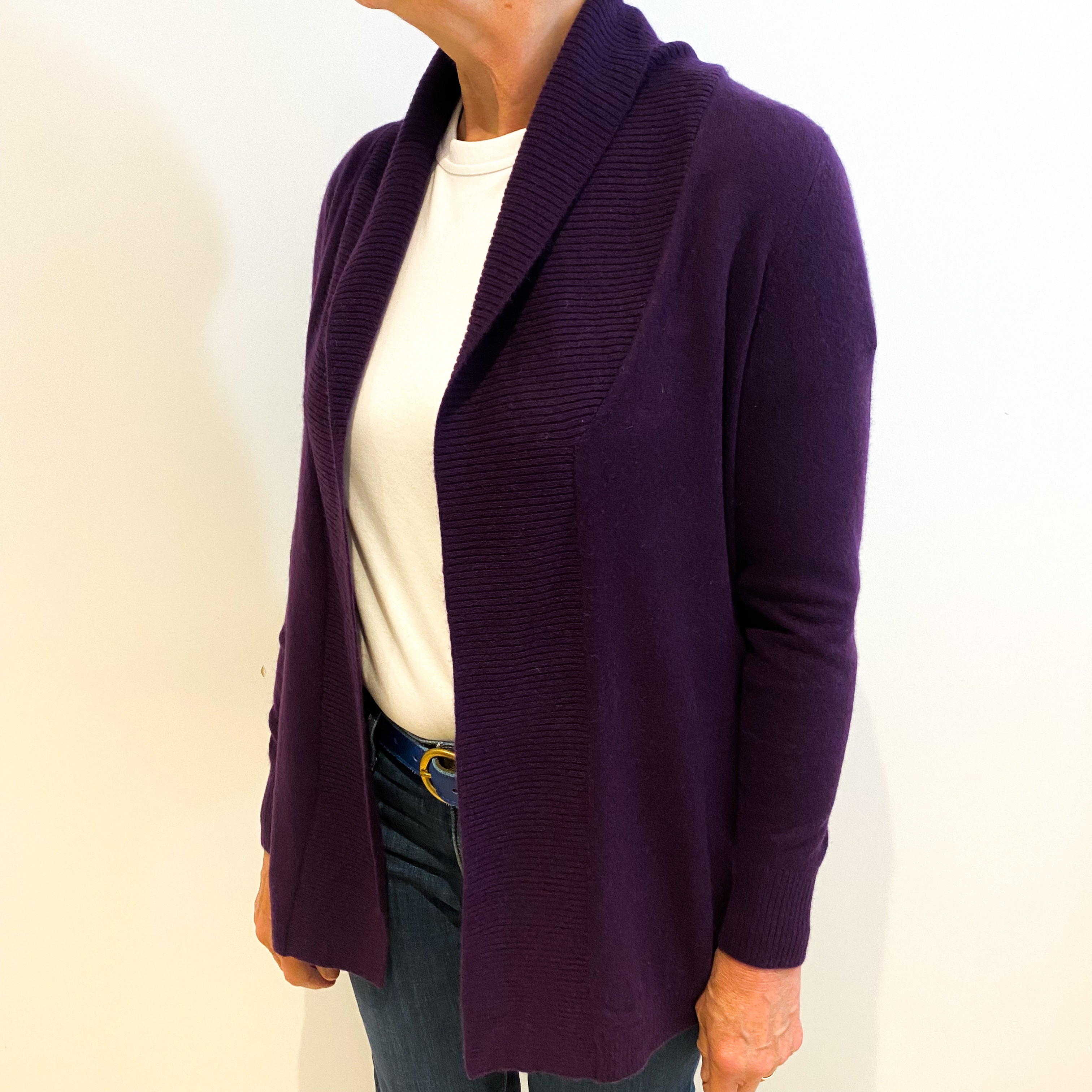 Iris Purple Cashmere Edge to Edge Cardigan Medium