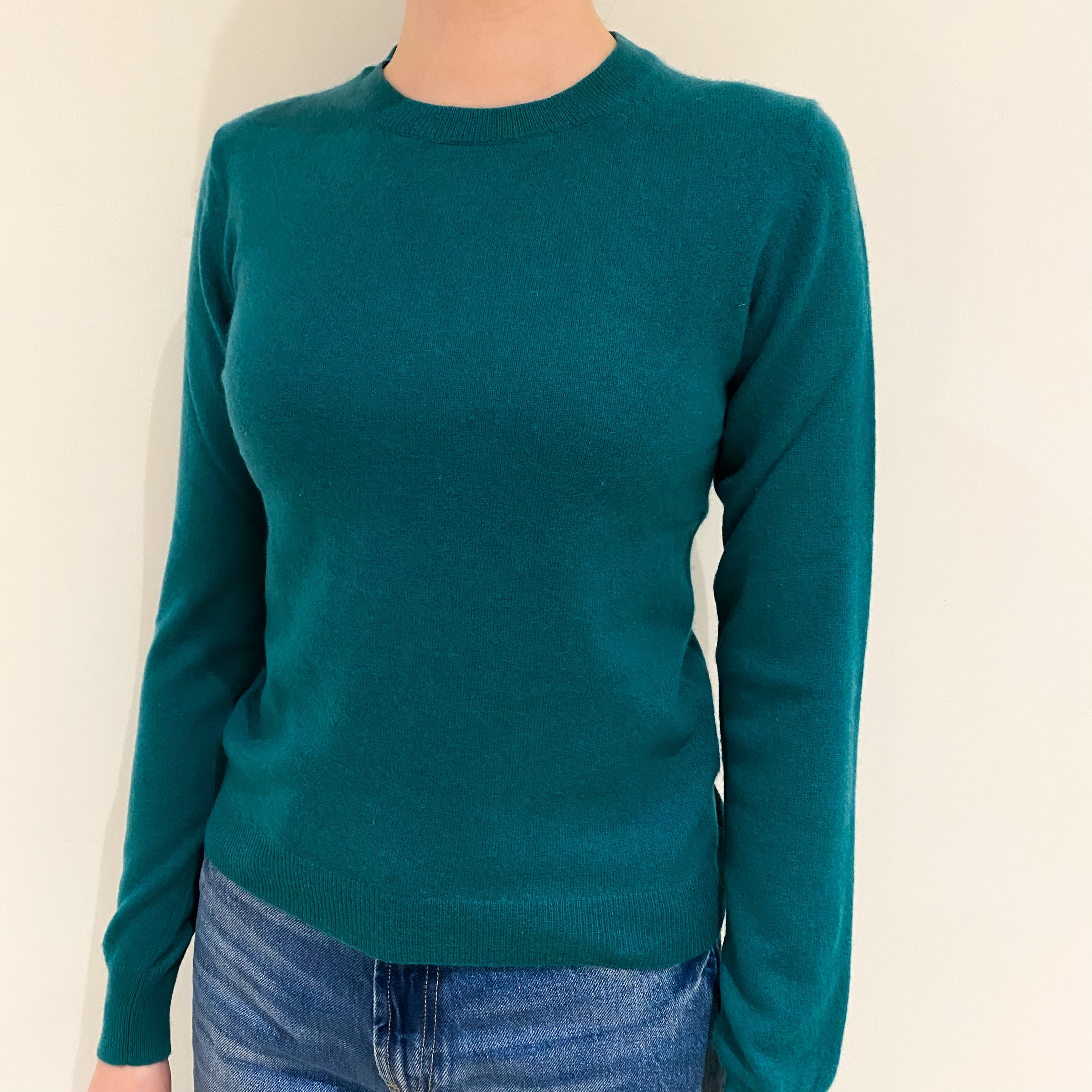 Shamrock Green Cashmere Crew Neck Jumper Extra Small