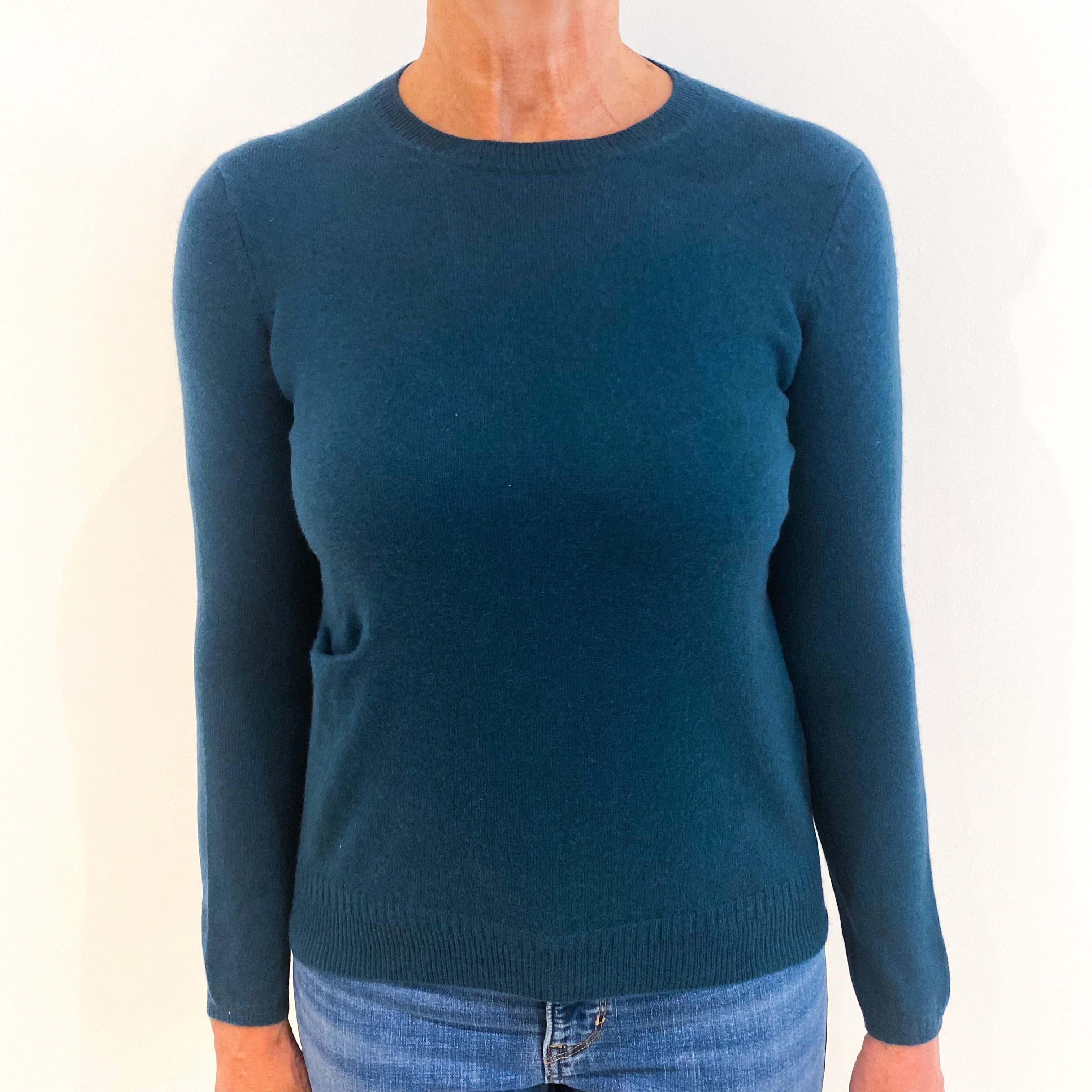 Ocean Blue Cashmere Crew Neck Jumper Medium