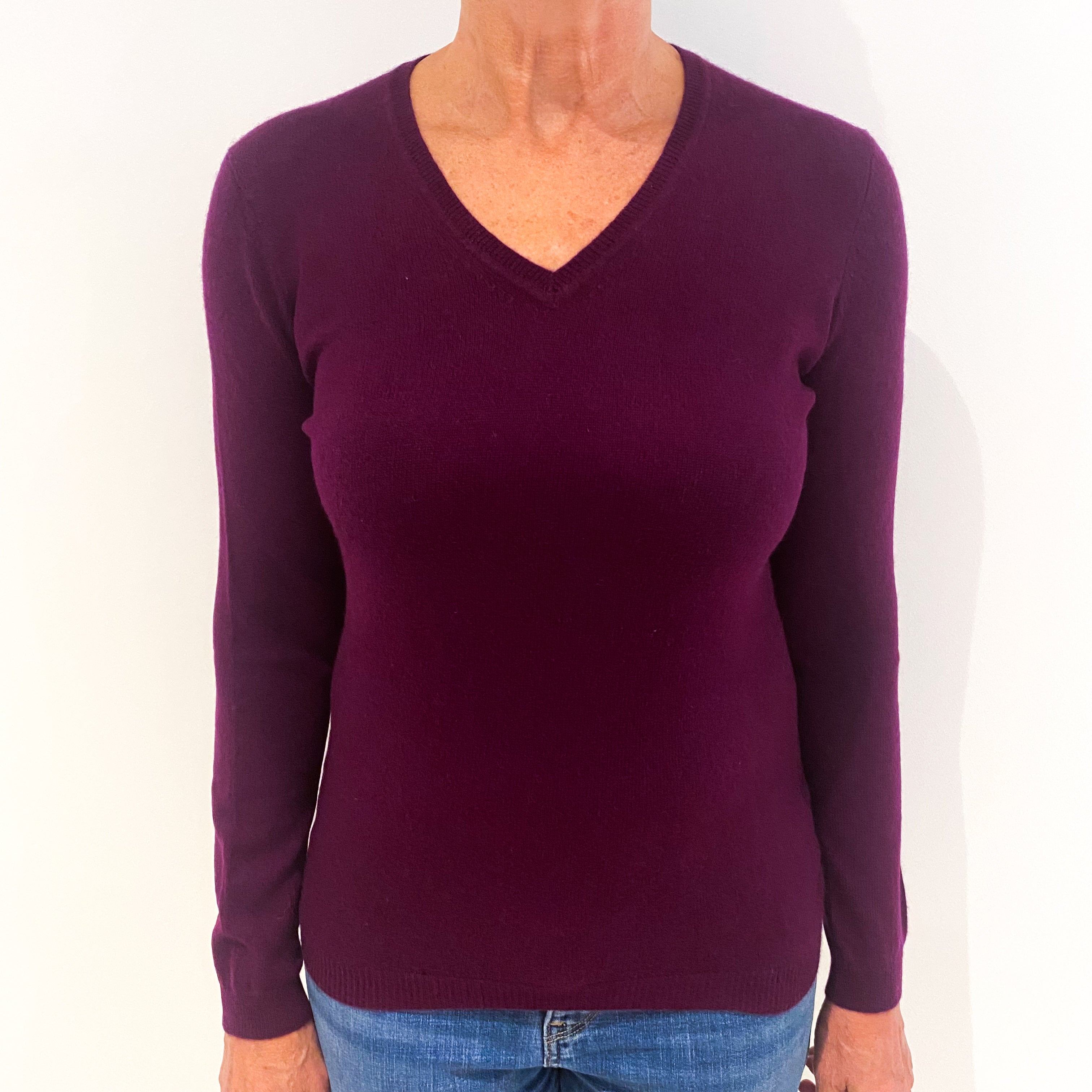 Iris Purple Cashmere V-Neck Jumper Medium