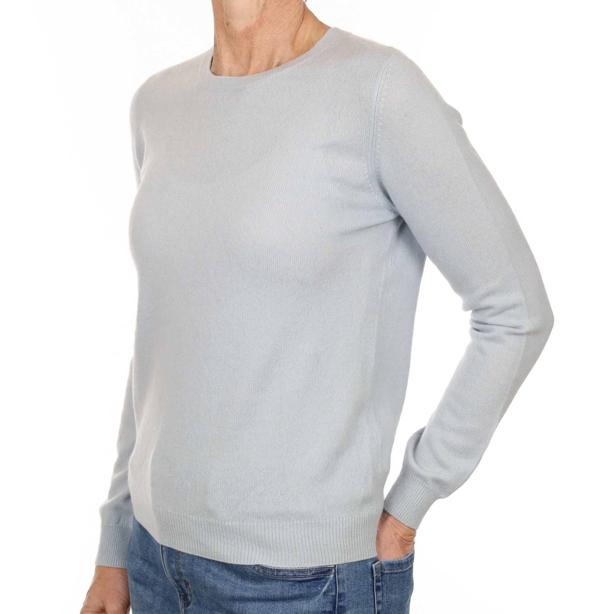 Powder Blue Cashmere Crew Neck Jumper Small