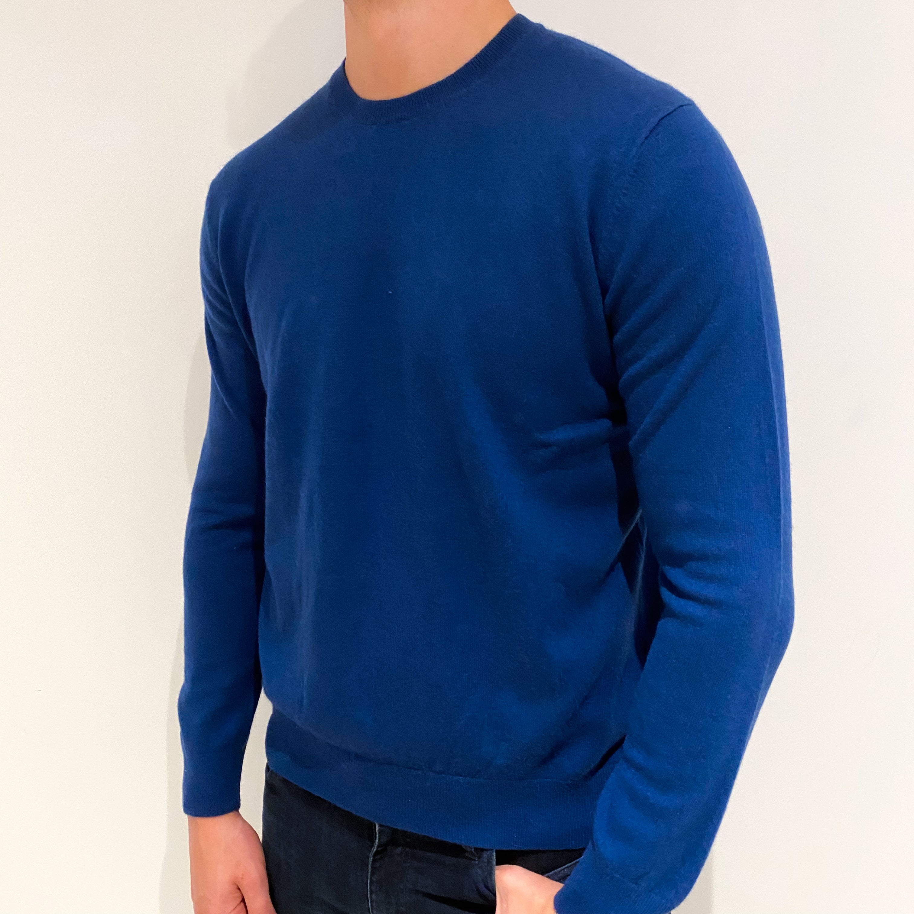 Men's French Navy Cashmere Crew Neck Jumper Extra Large
