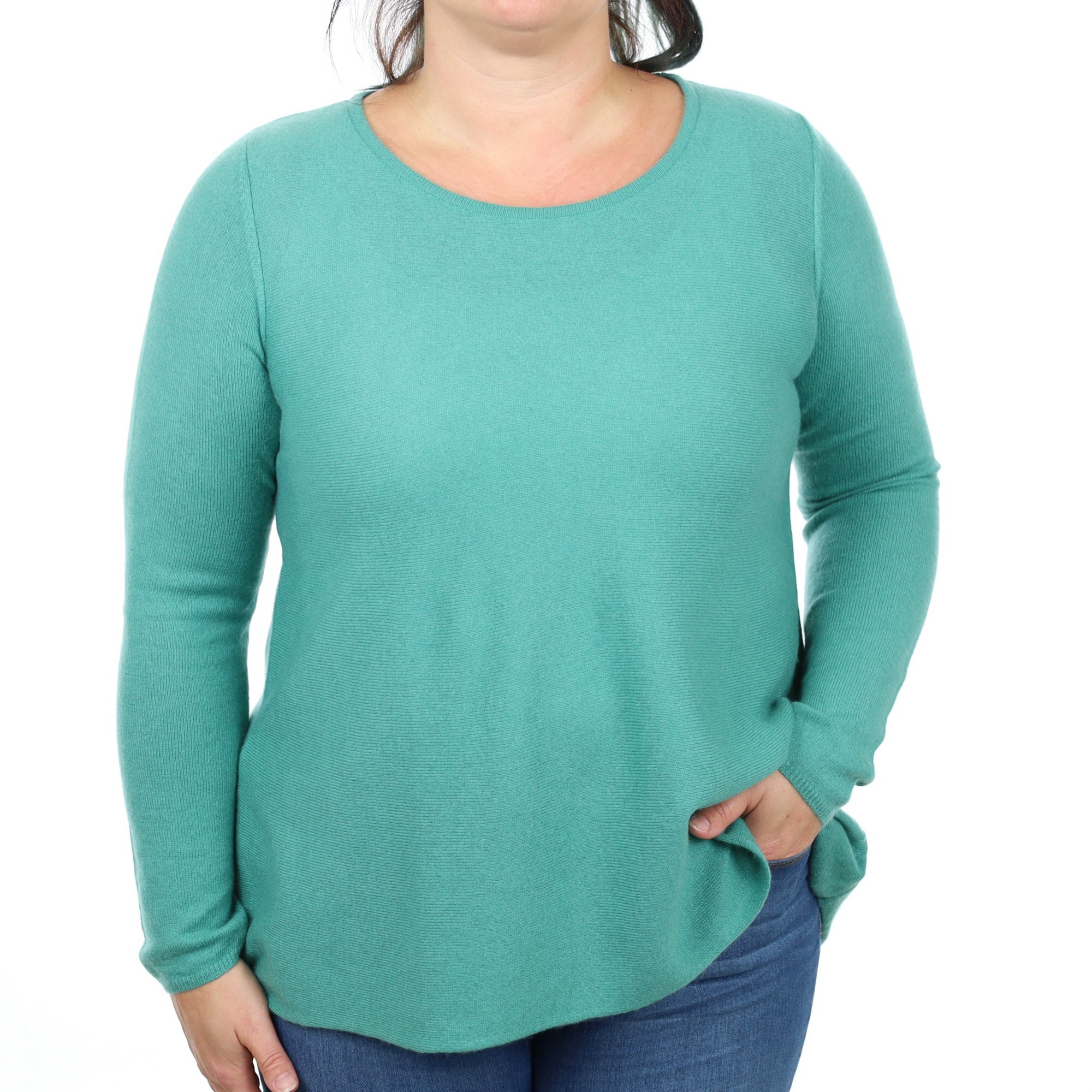 Sea Green Cashmere Scoop Neck Jumper Large