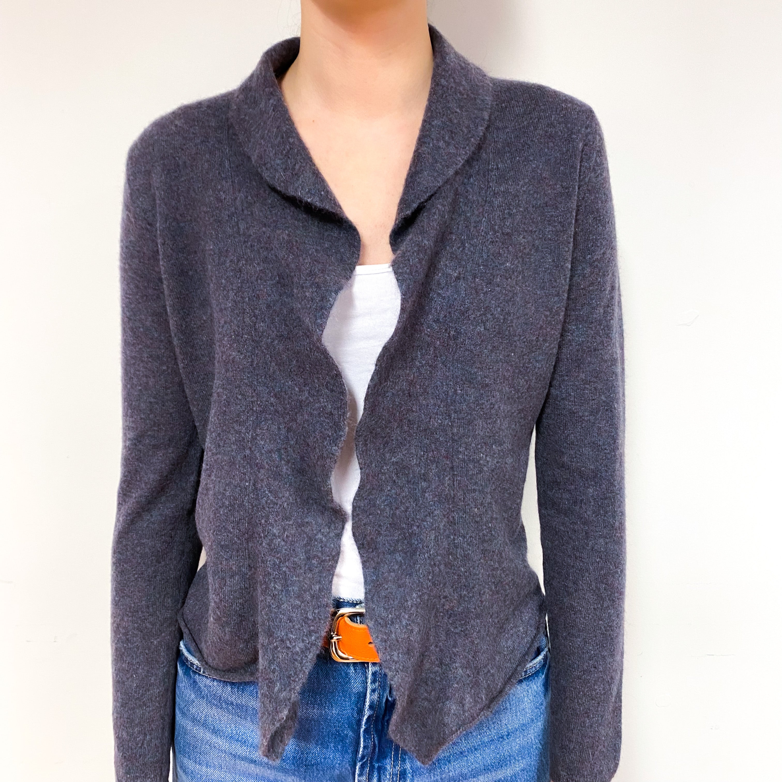 Slate Purple Cashmere Edge to Edge Cardigan Extra Small