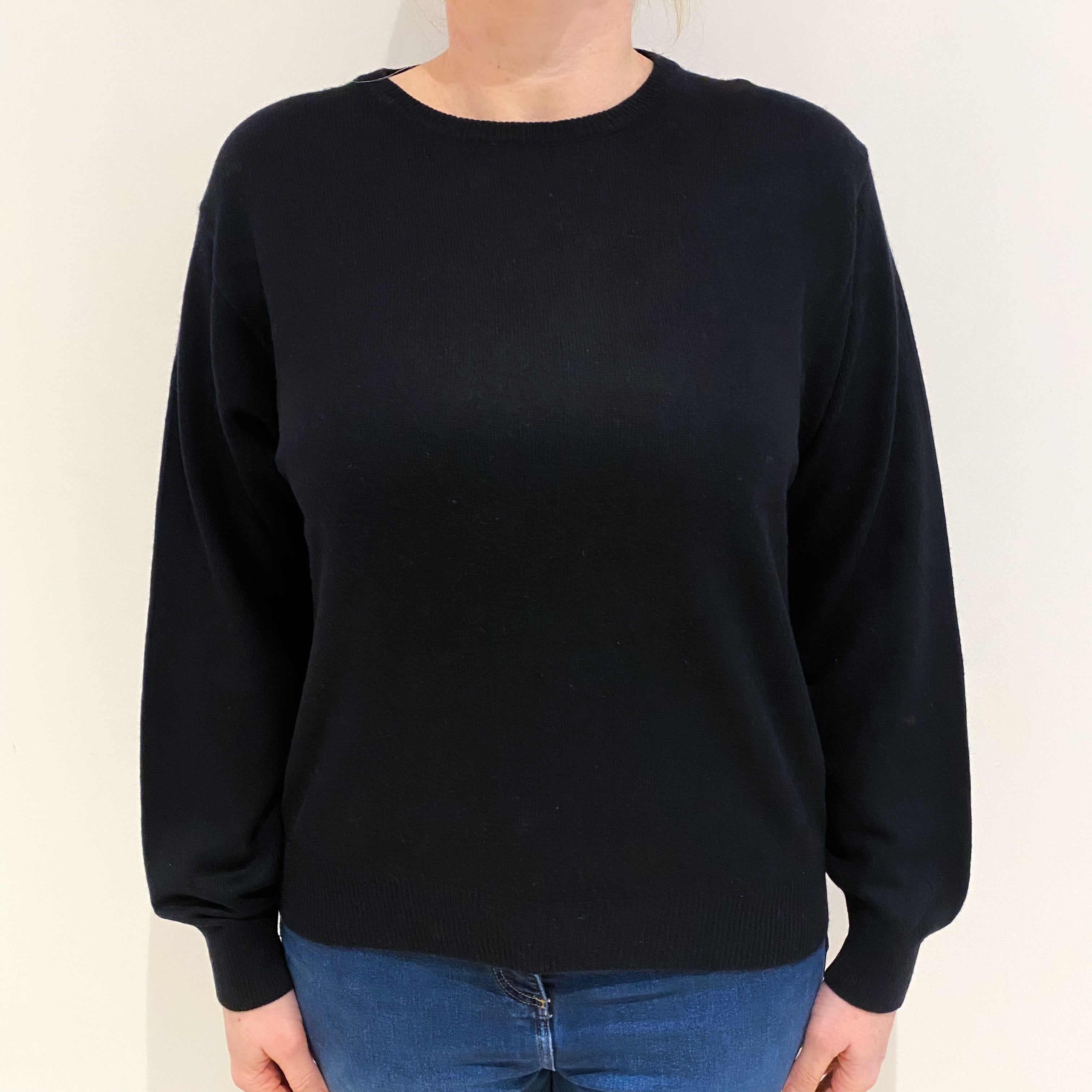 Black Cashmere Crew Neck Jumper Large