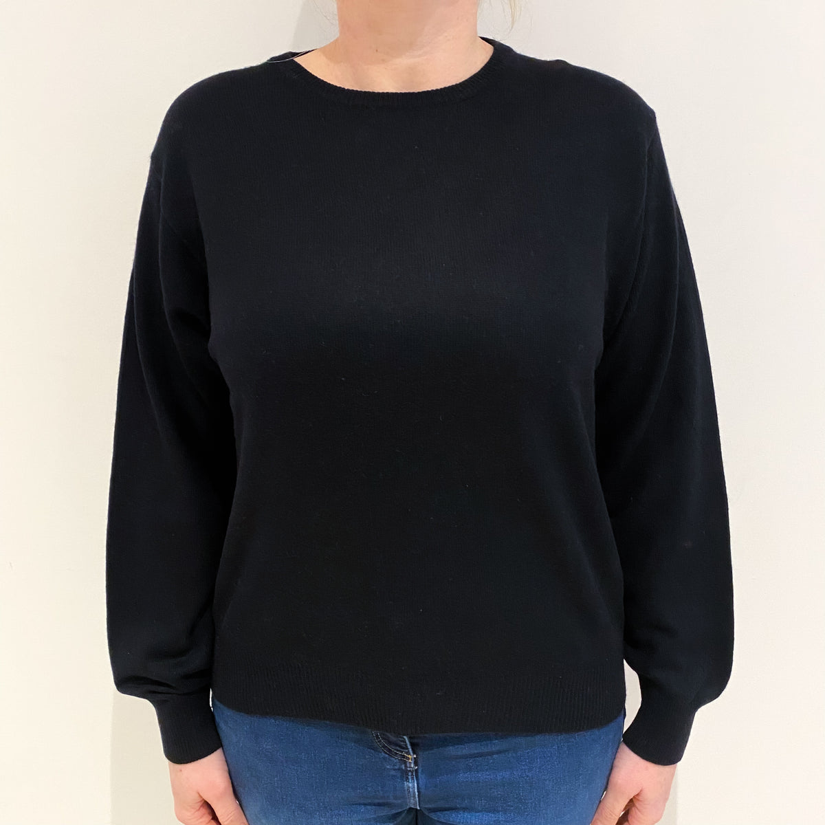 Black Cashmere Crew Neck Jumper Large