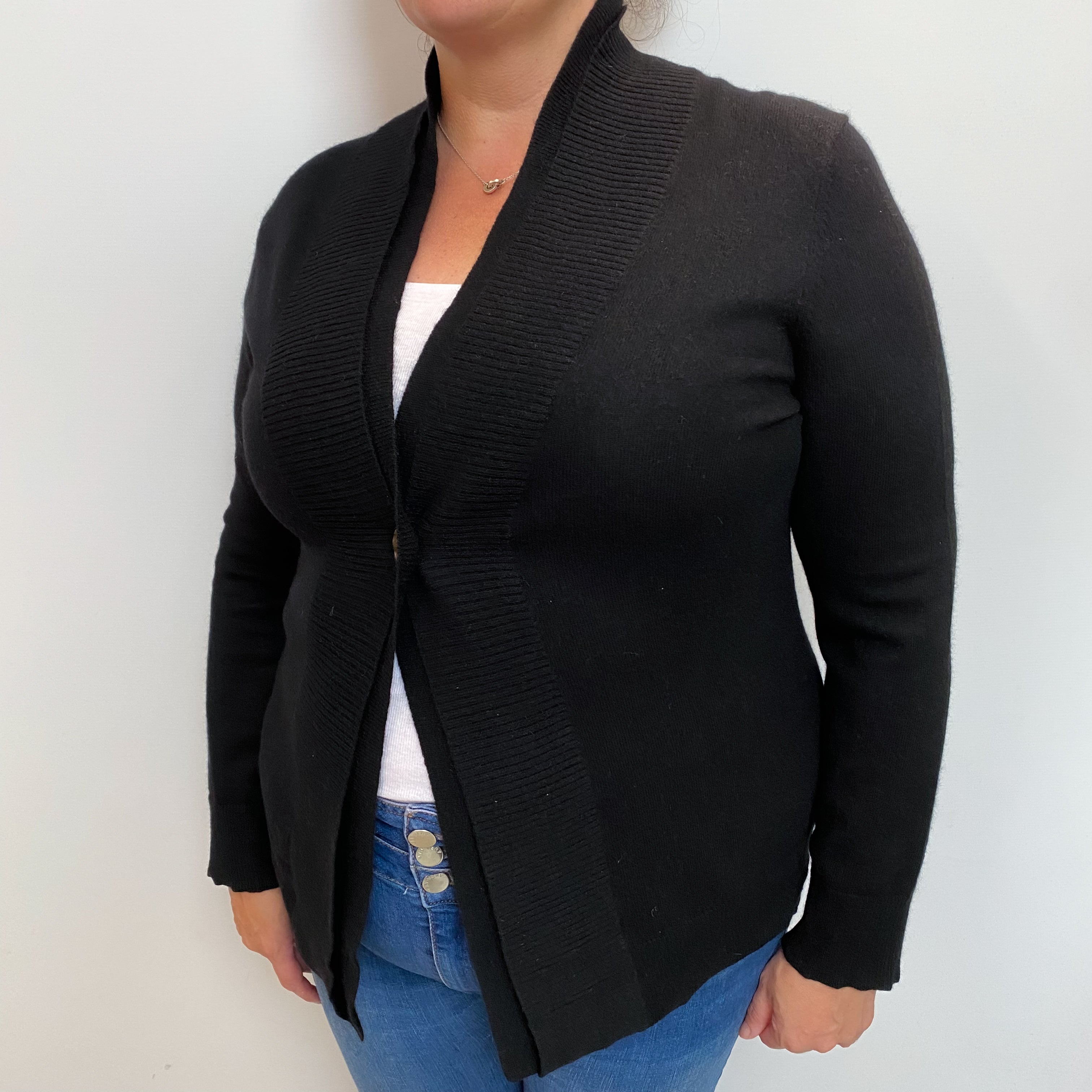 Black Cashmere V-Neck Cardigan Extra Large