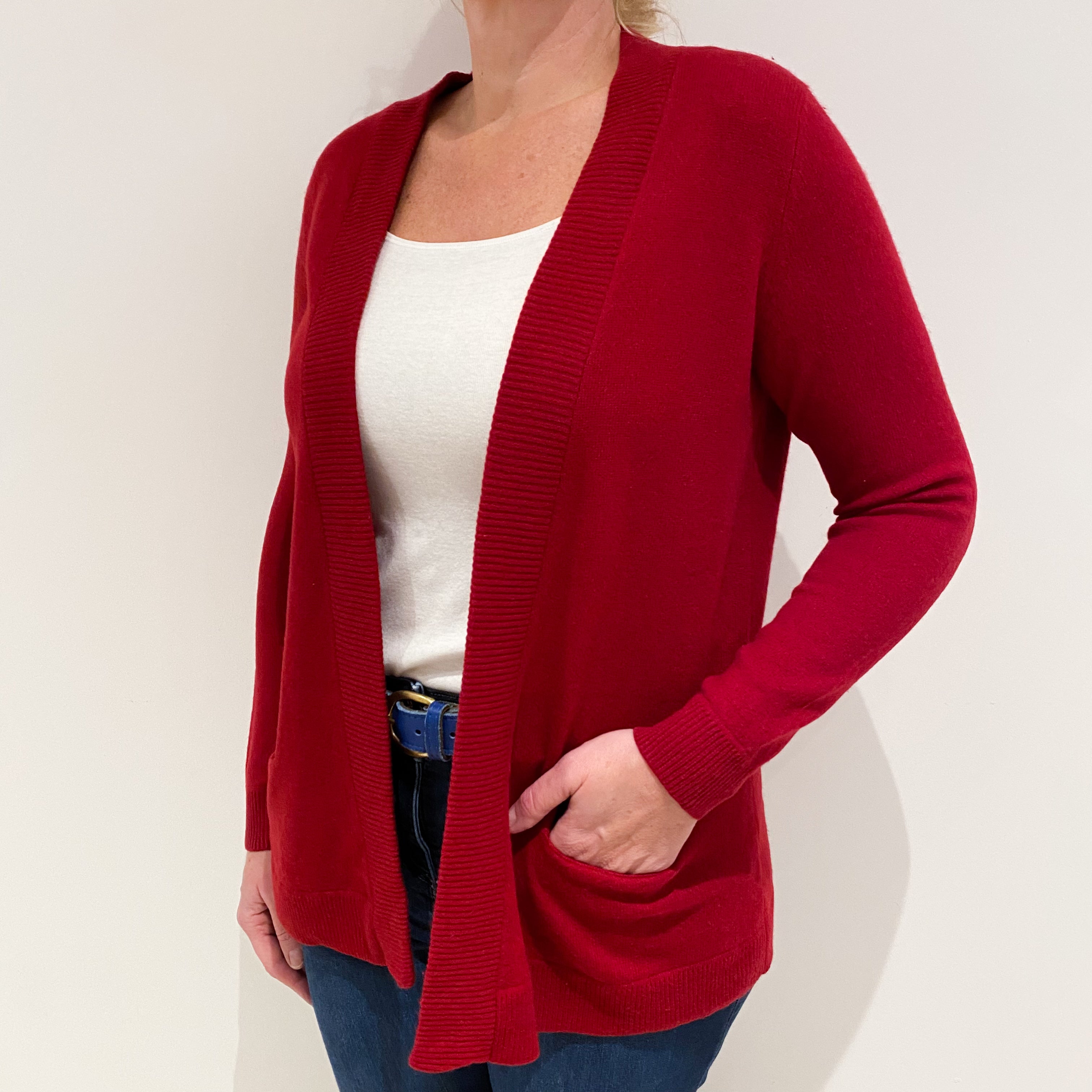 Crimson Red Cashmere Cardigan Large