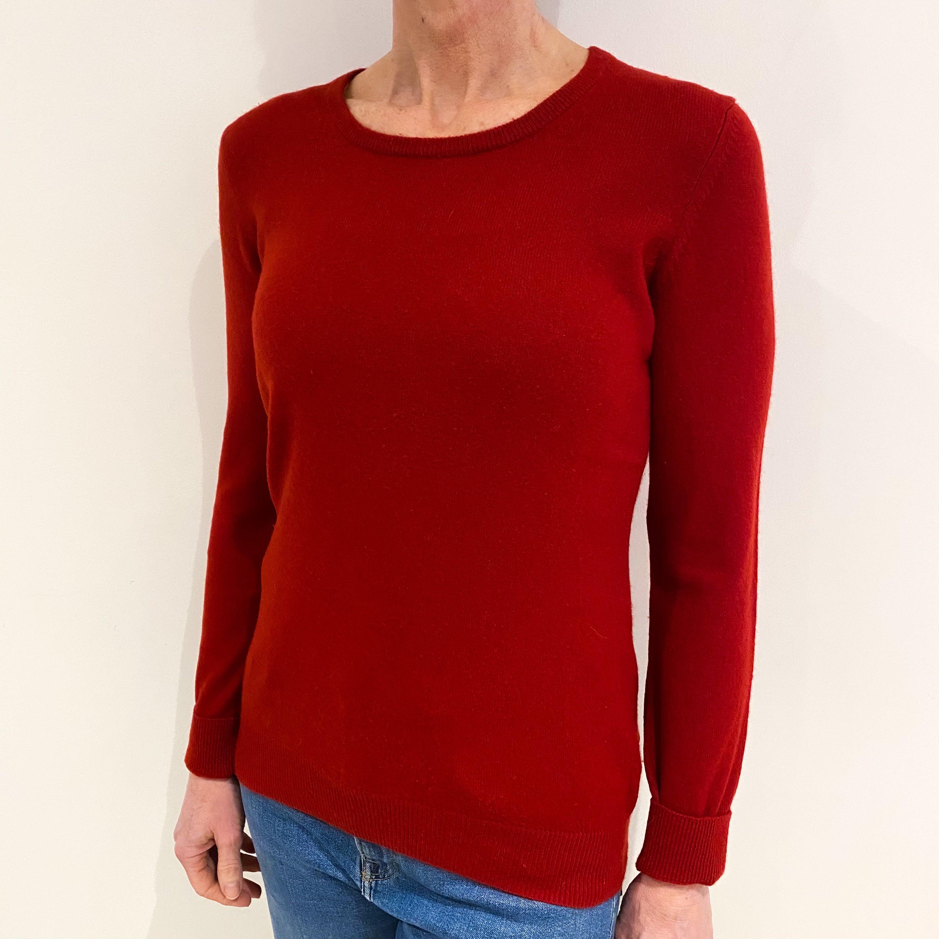 Garnet Red Cashmere Crew Neck Jumper Small