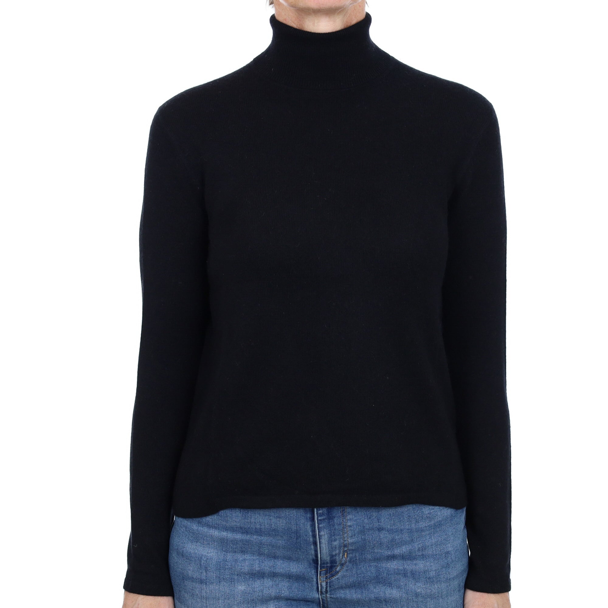 Black Cashmere Polo Neck Jumper Small
