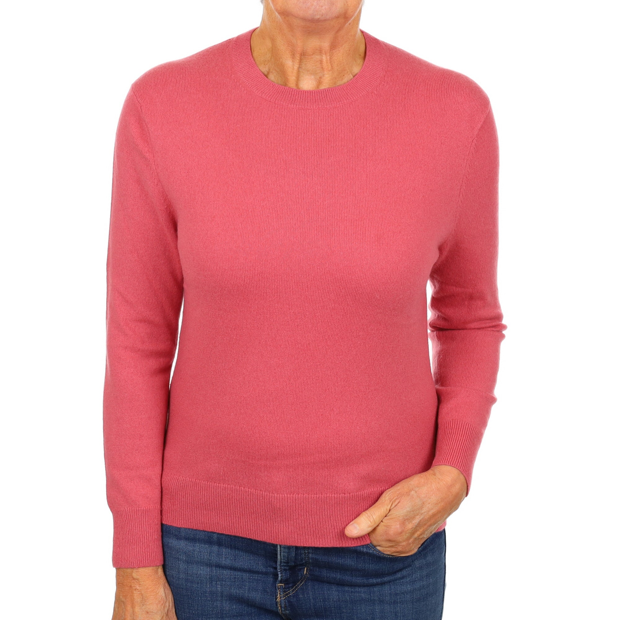 Loganberry Pink Cashmere Crew Neck Jumper Medium