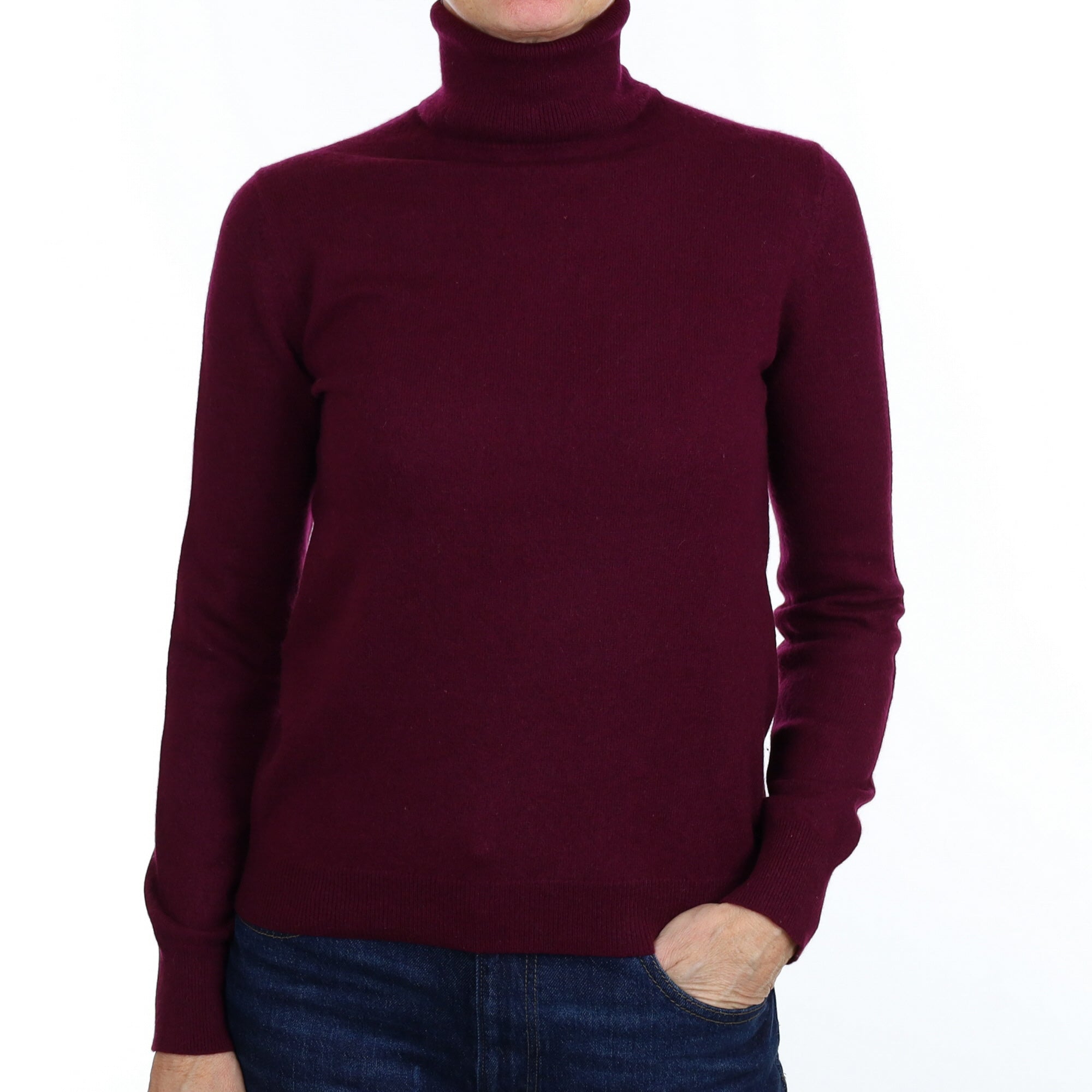 Mulberry Purple Cashmere Polo Neck Jumper Small