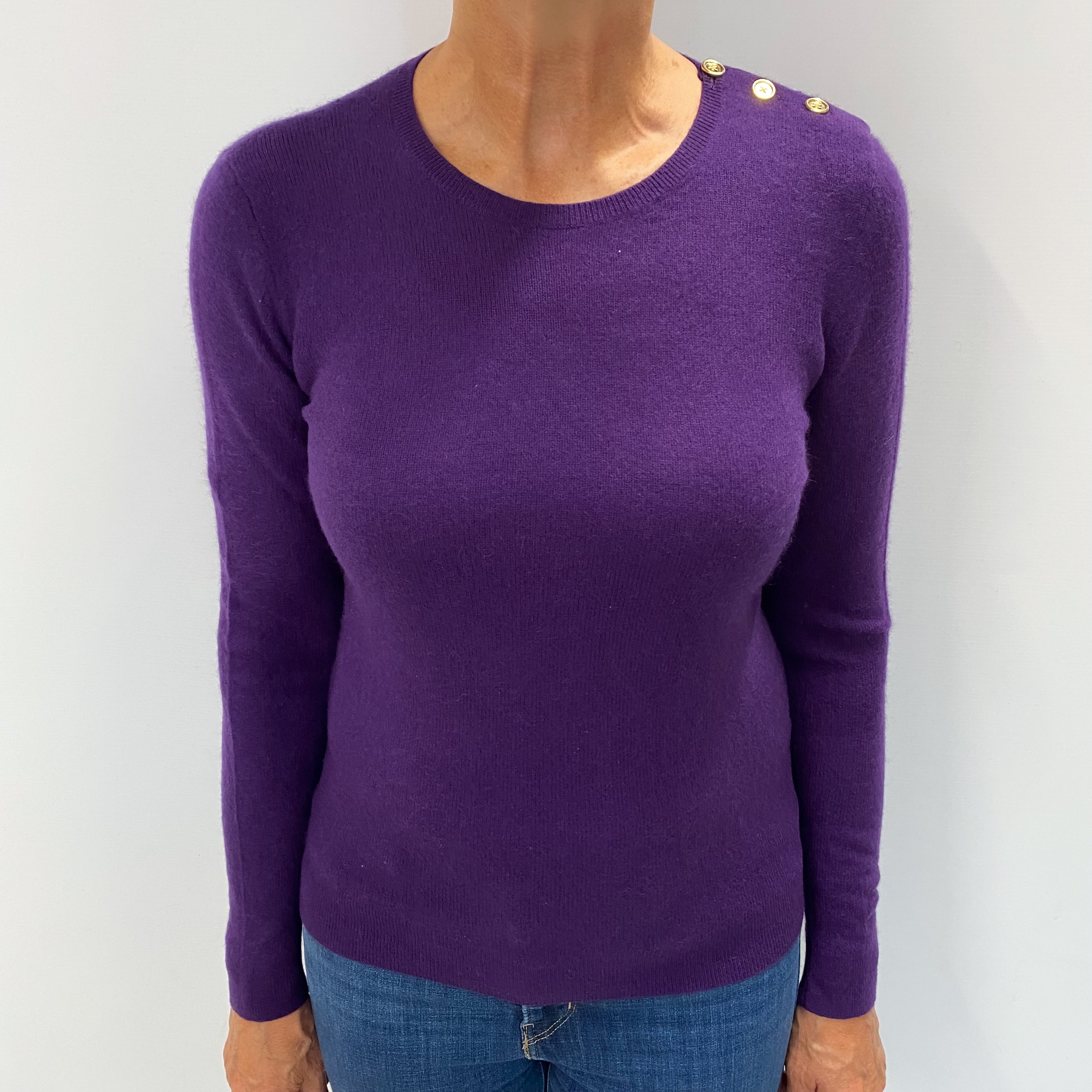 Pansy Purple Cashmere Crew Neck Jumper Medium