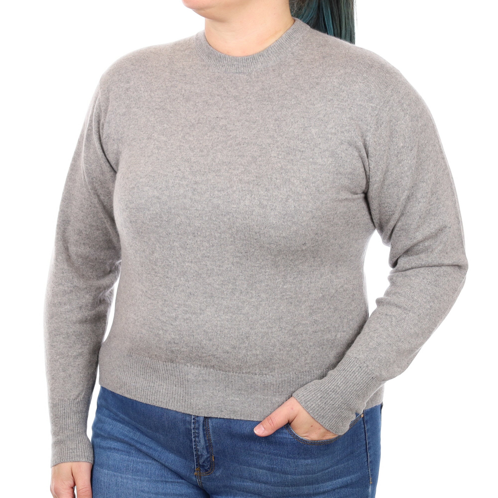 Steel Grey Cashmere Crew Neck Jumper Large