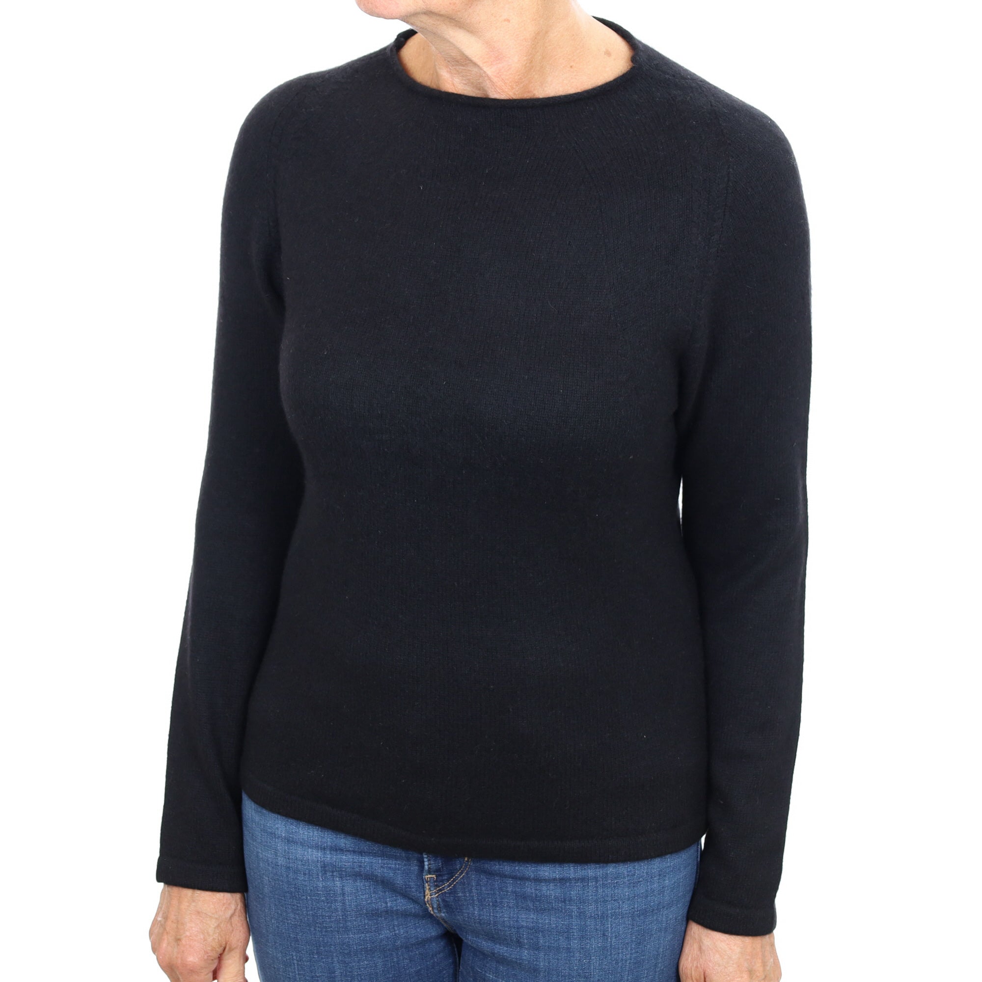 Black Cashmere Boat Neck Jumper Medium