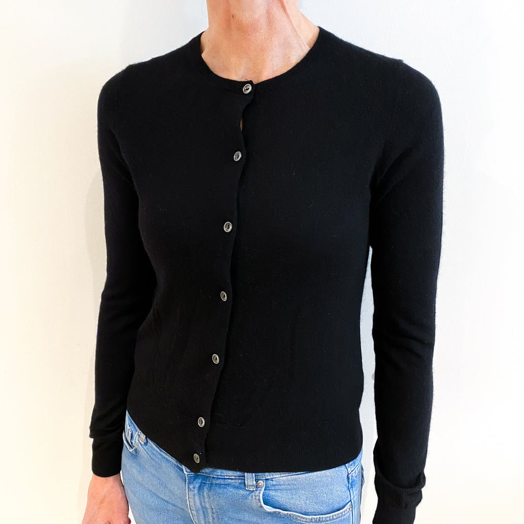 Black Cashmere Crew Neck Cardigan Small