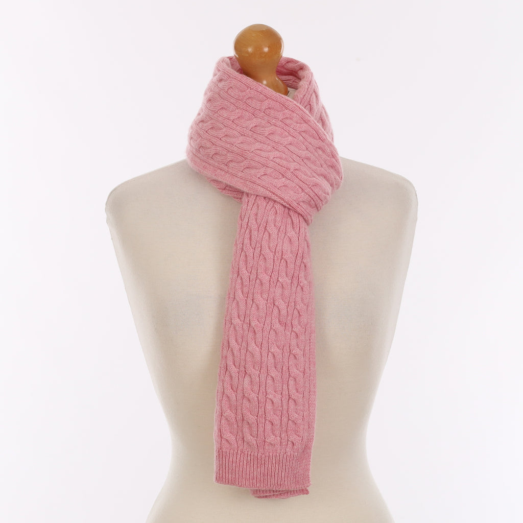 Brand New Scottish Blush Pink Cashmere Cable Knit Scarf
