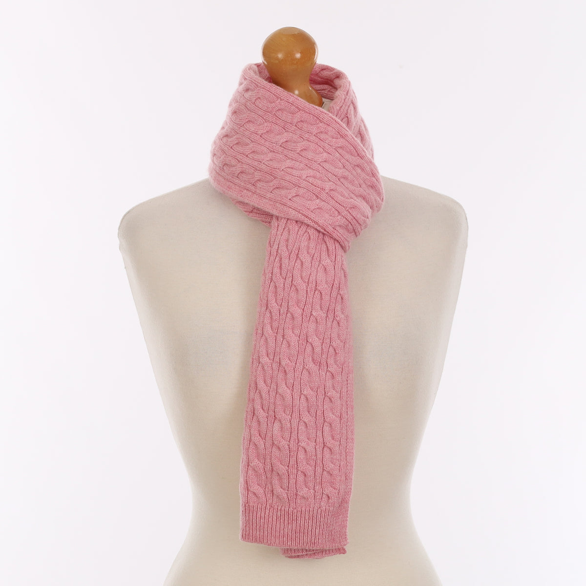 Brand New Scottish Blush Pink Cashmere Cable Knit Scarf