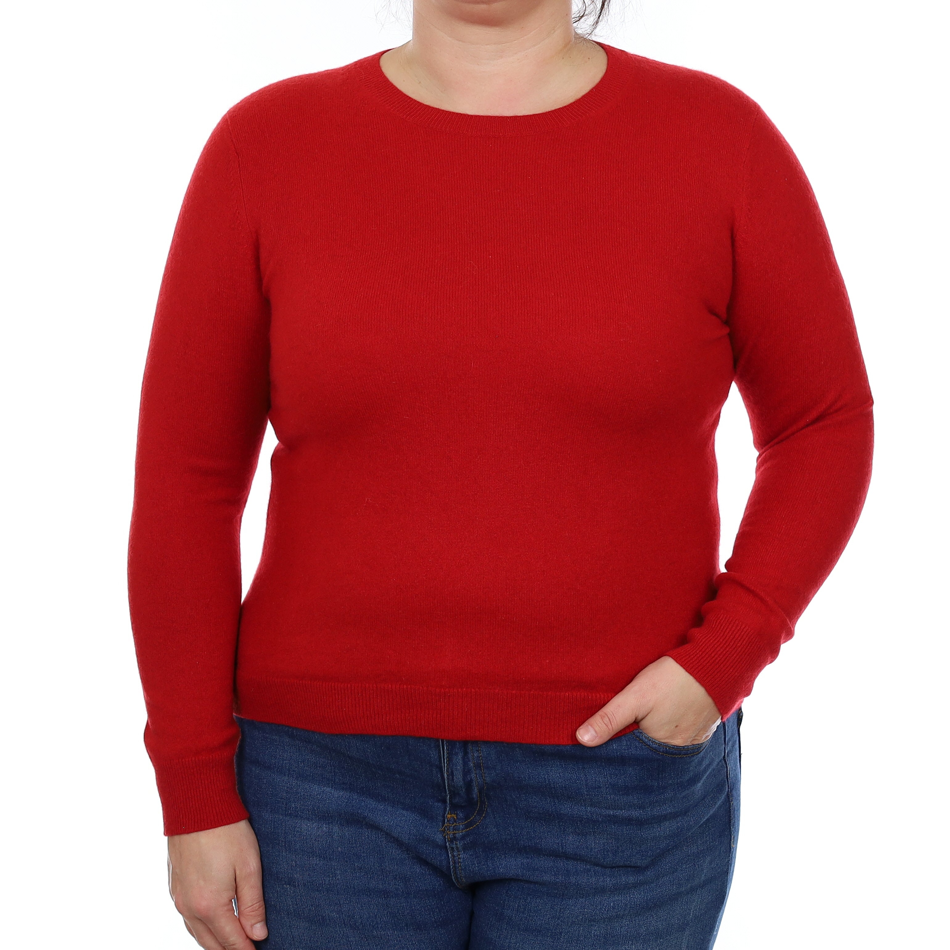 Berry Red Cashmere Crew Neck Jumper Large
