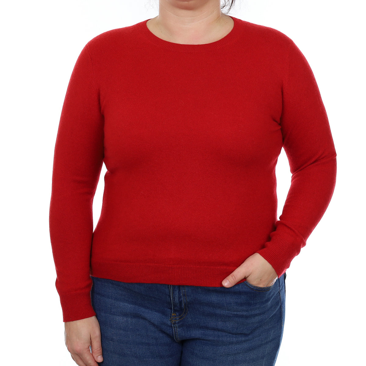Berry Red Cashmere Crew Neck Jumper Large