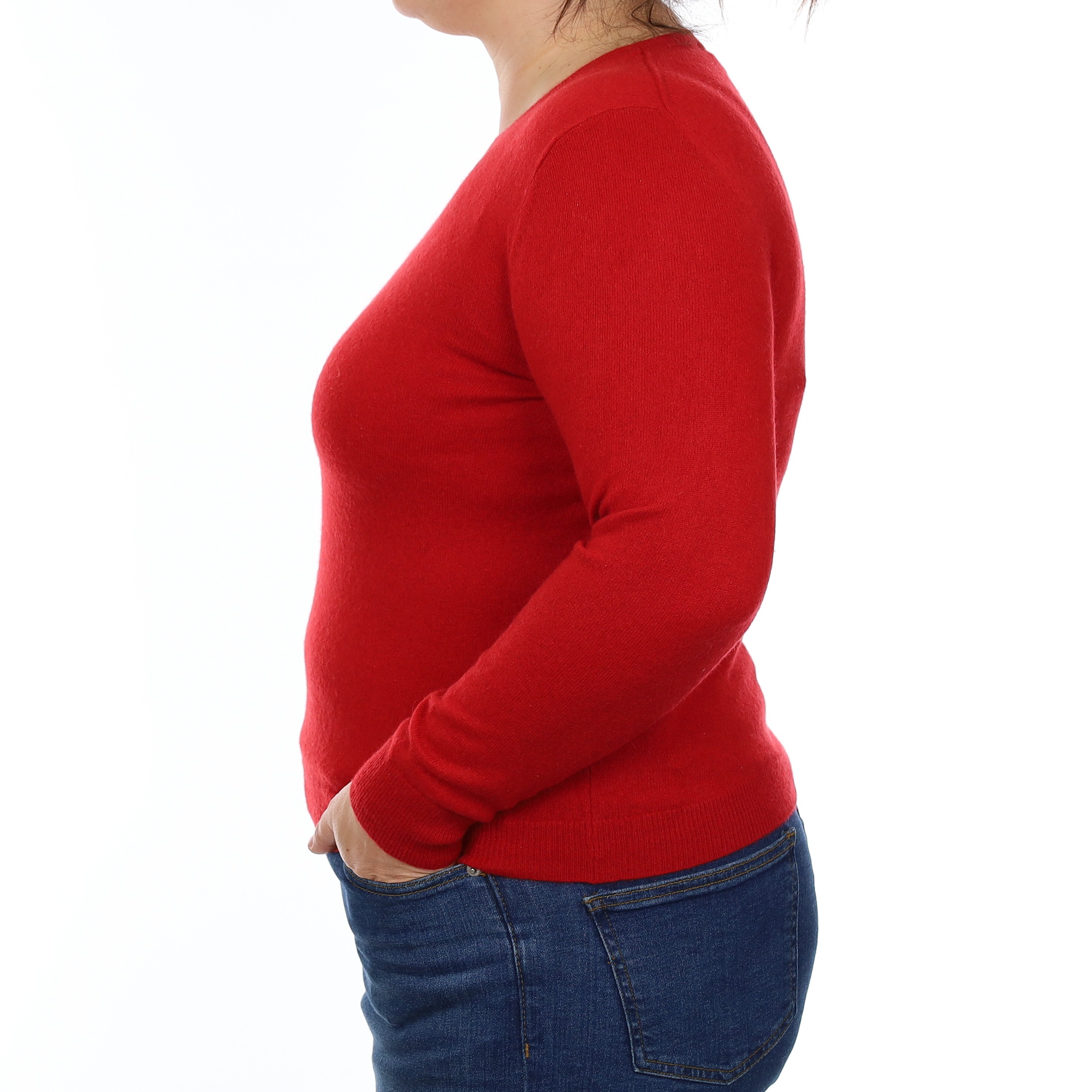 Berry Red Cashmere Crew Neck Jumper Large