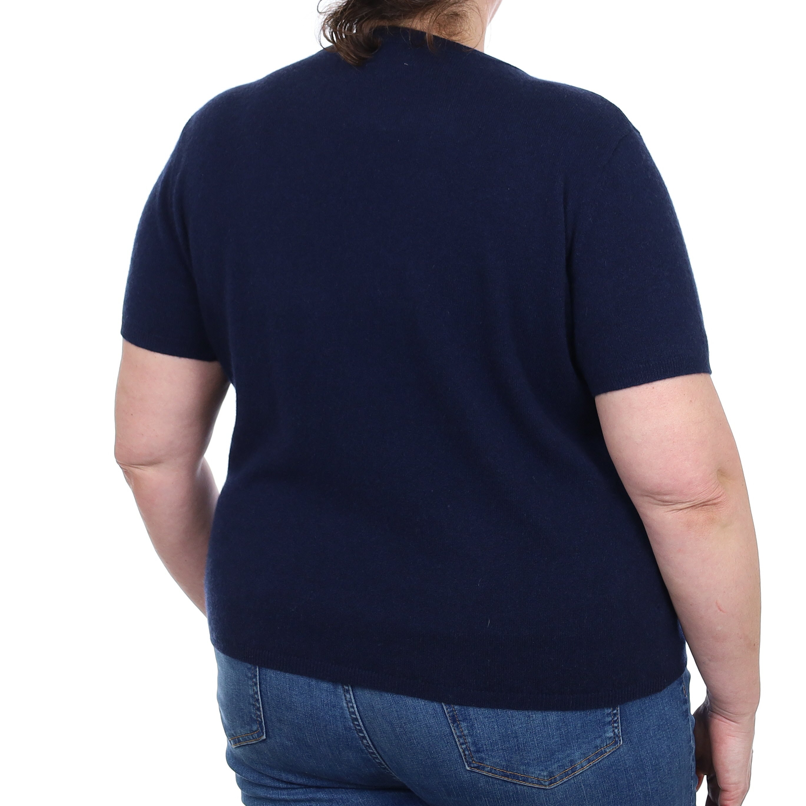 Brand New Navy Cashmere Crew Neck T-Shirt Extra Large UK 20-22