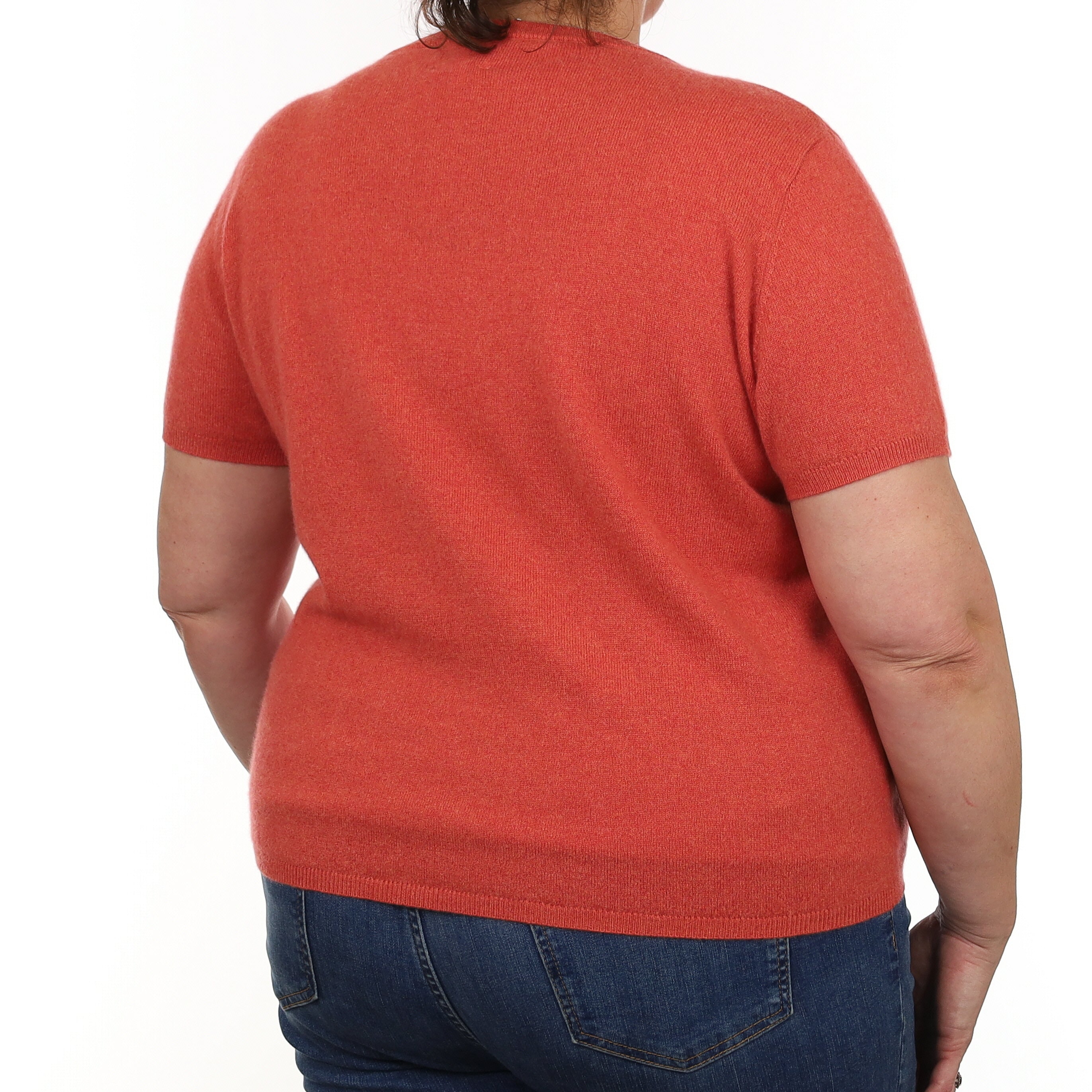Brand New Watermelon Orange Cashmere Crew Neck T-Shirt Extra Large UK 20-22