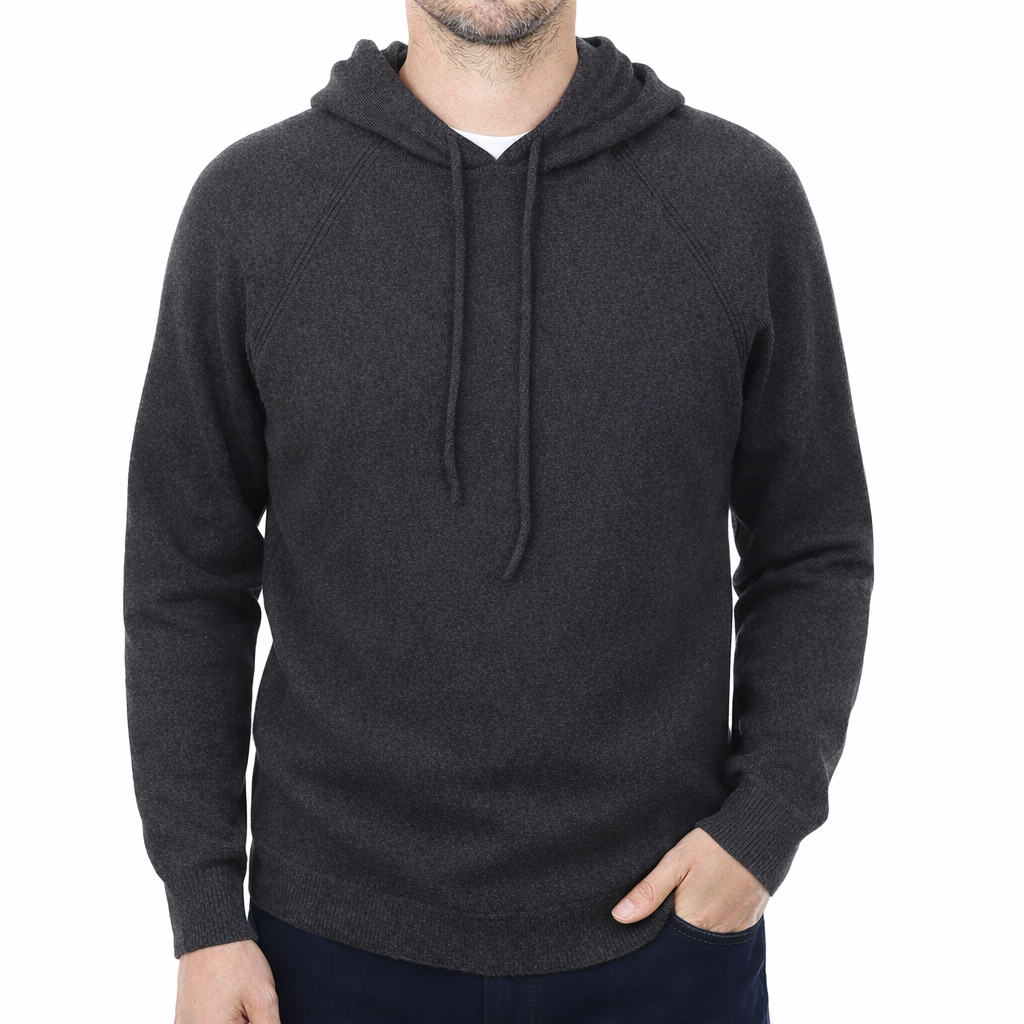Men's Brand New Scottish Charcoal Grey Cashmere Hoodie Jumper Small