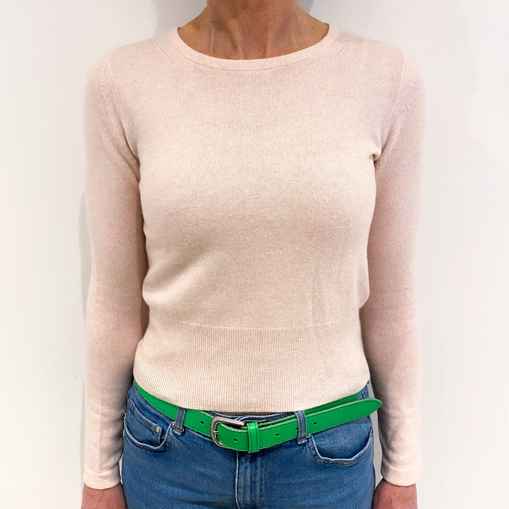 Ice Pink Cashmere Crew Neck Cropped Jumper Small