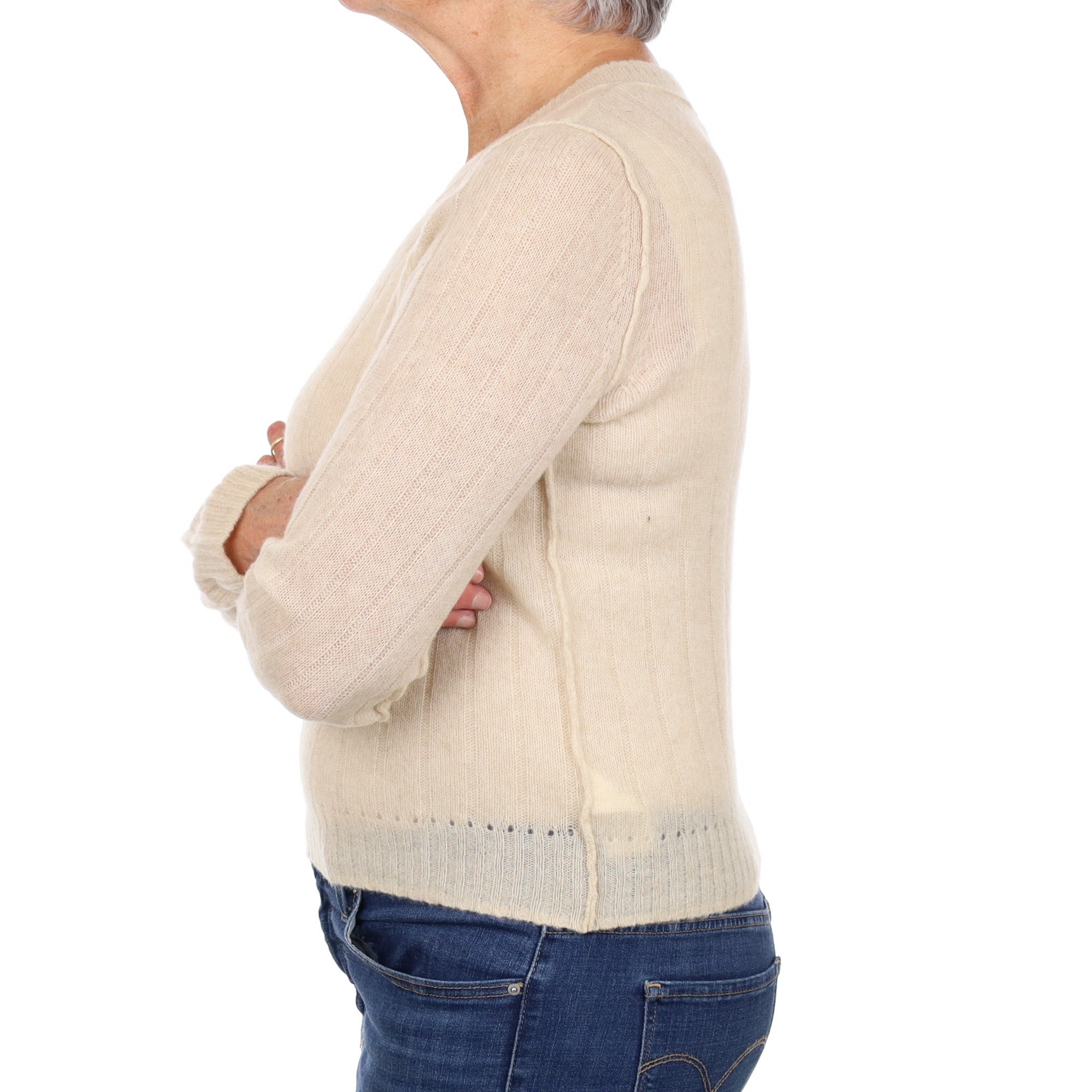 Honey Beige Cashmere Crew Neck Jumper Medium