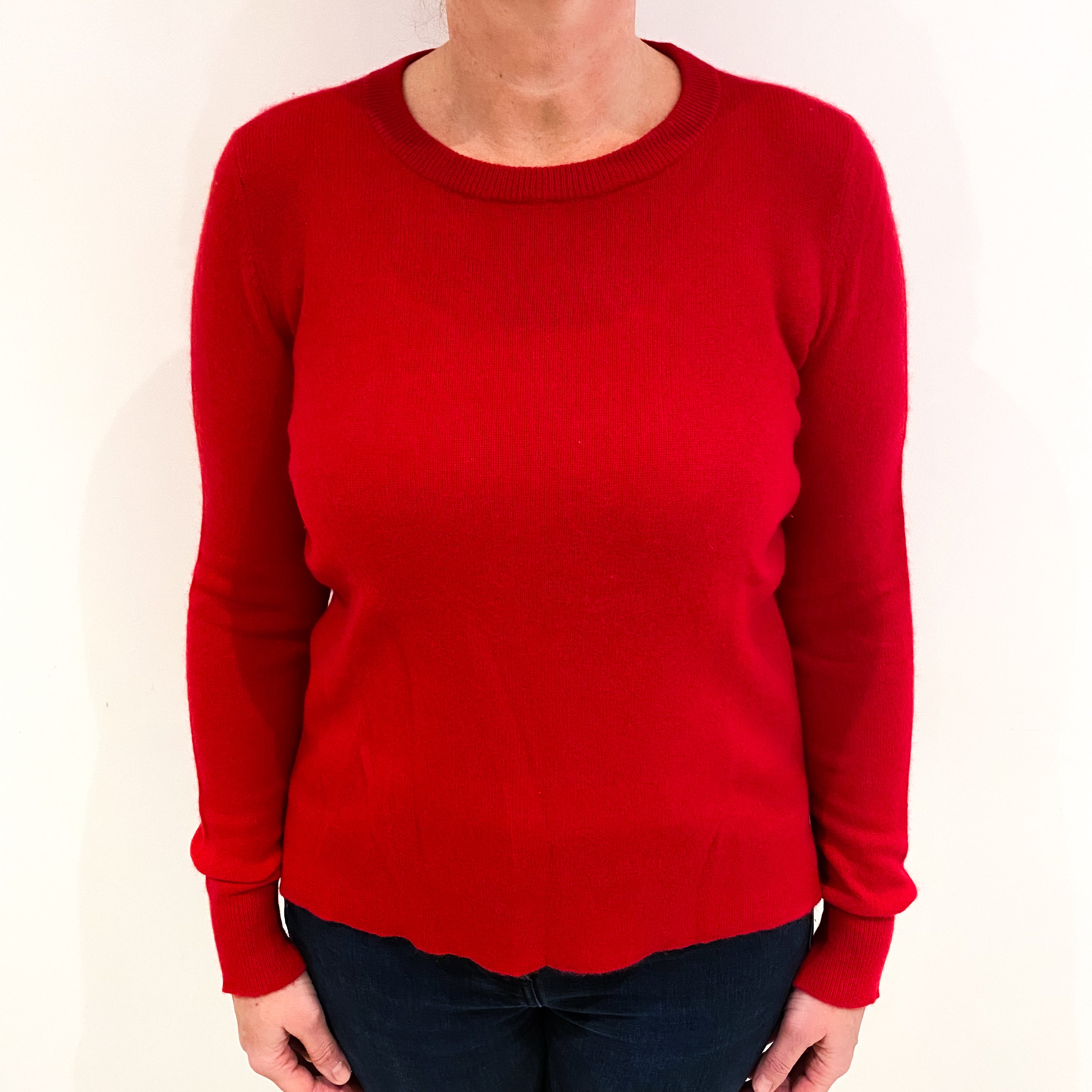 Berry Red Cashmere Crew Neck Jumper Large
