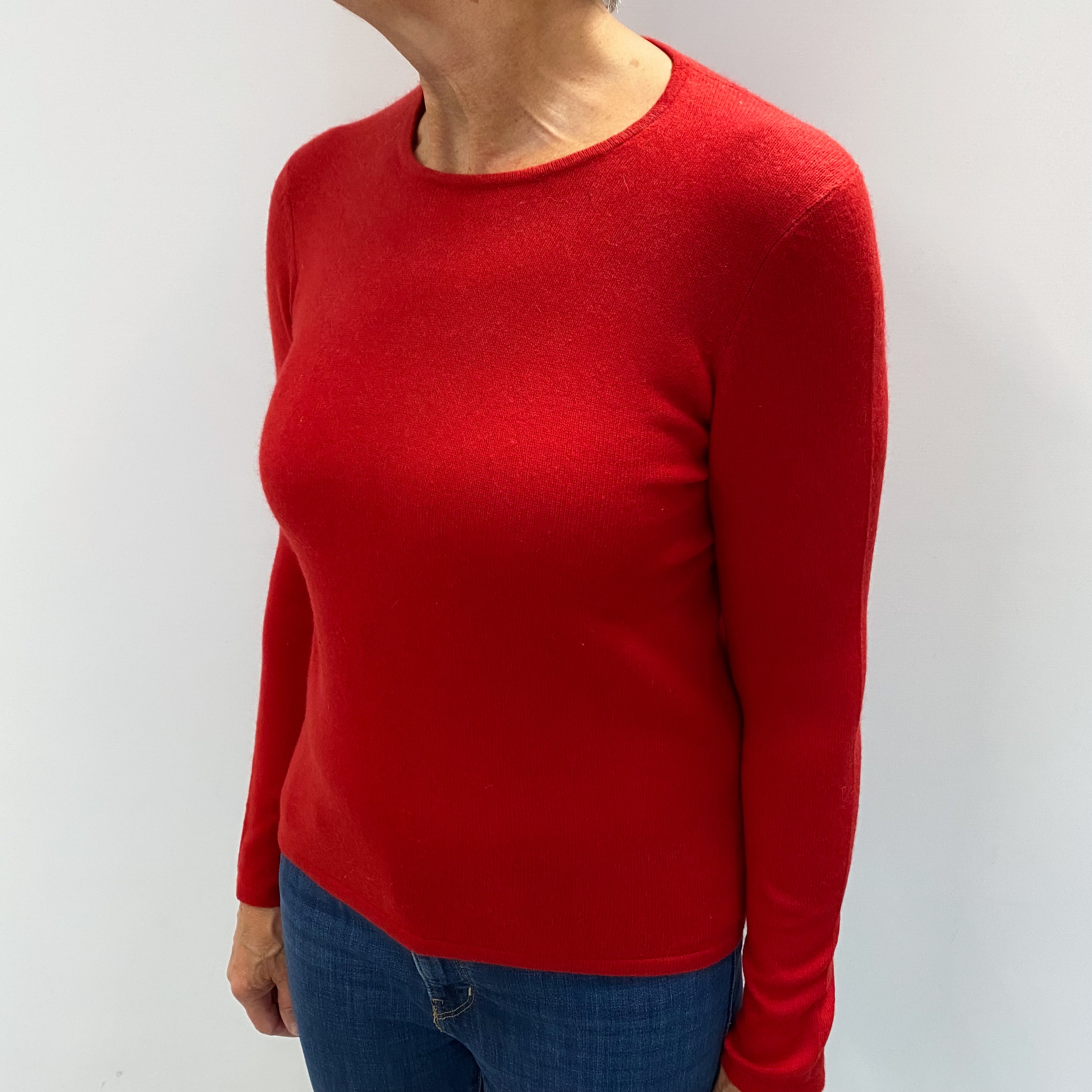 Scarlet Red Cashmere Crew Neck Jumper Medium
