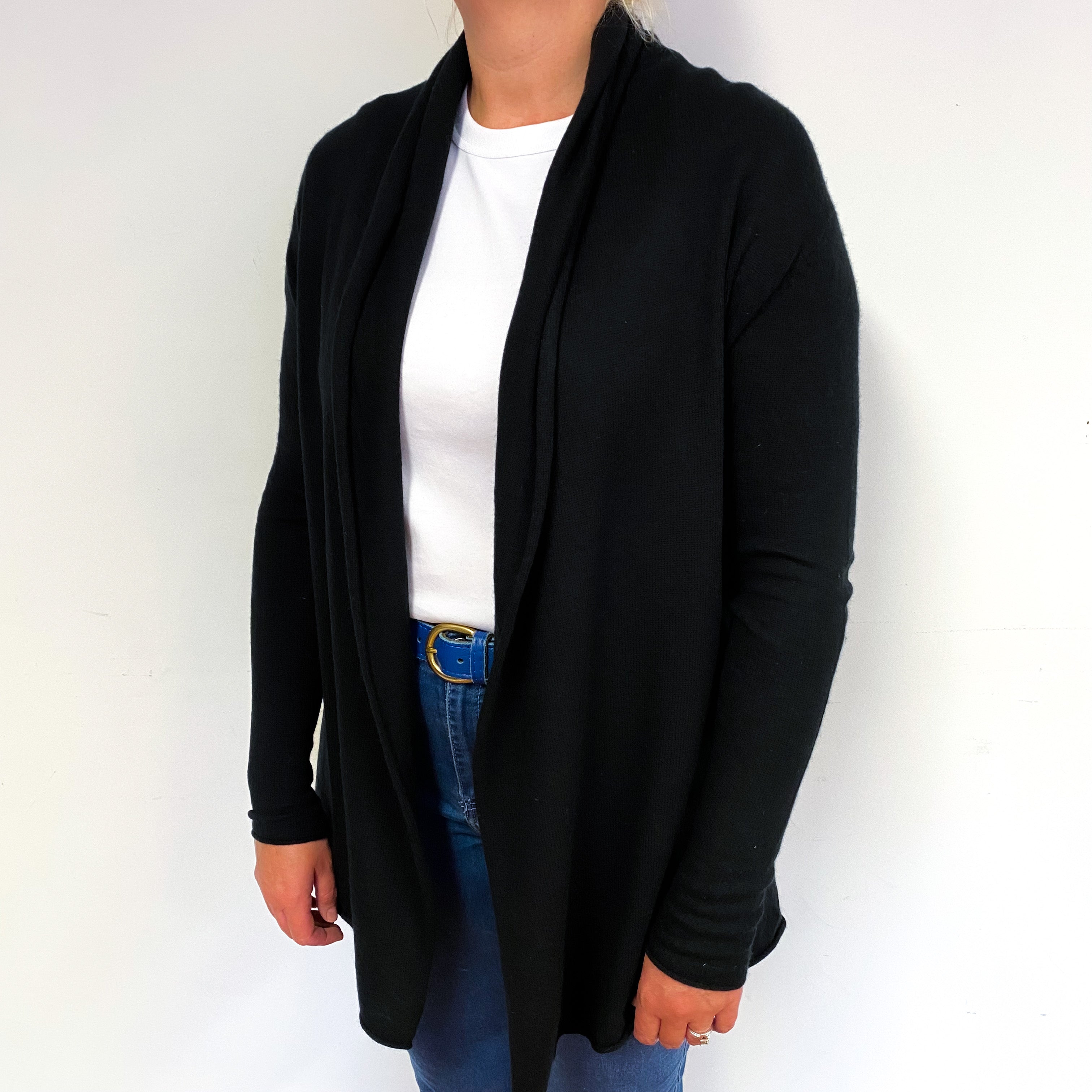 Black Cashmere Edge to Edge Cardigan Large