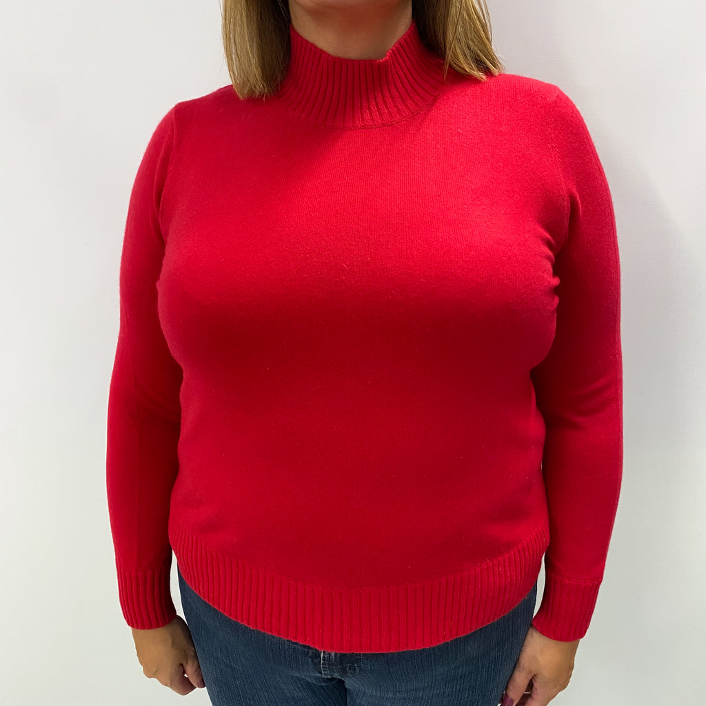 Post Box Red Cashmere Turtle Neck Jumper Extra Large