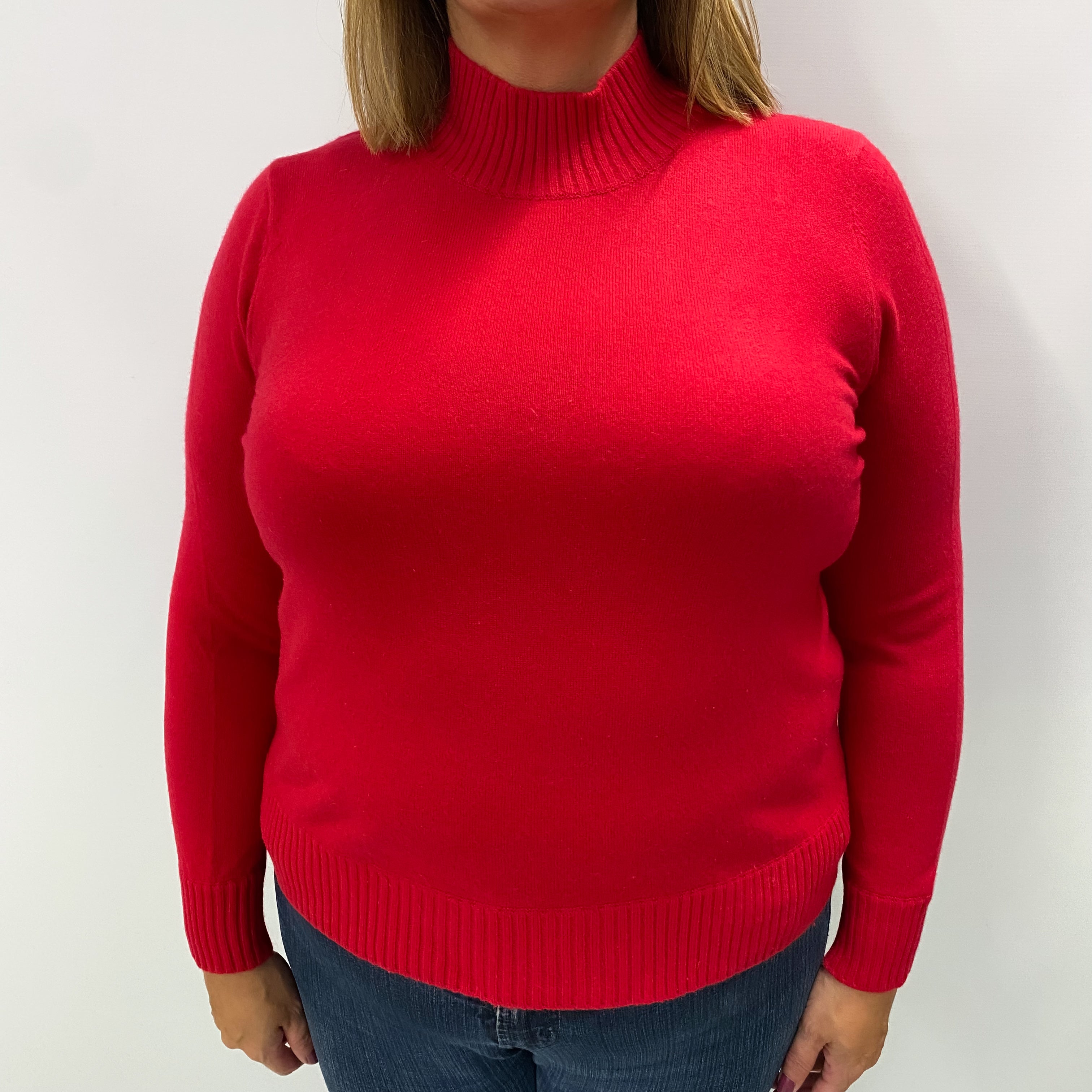 Post Box Red Cashmere Turtle Neck Jumper Extra Large