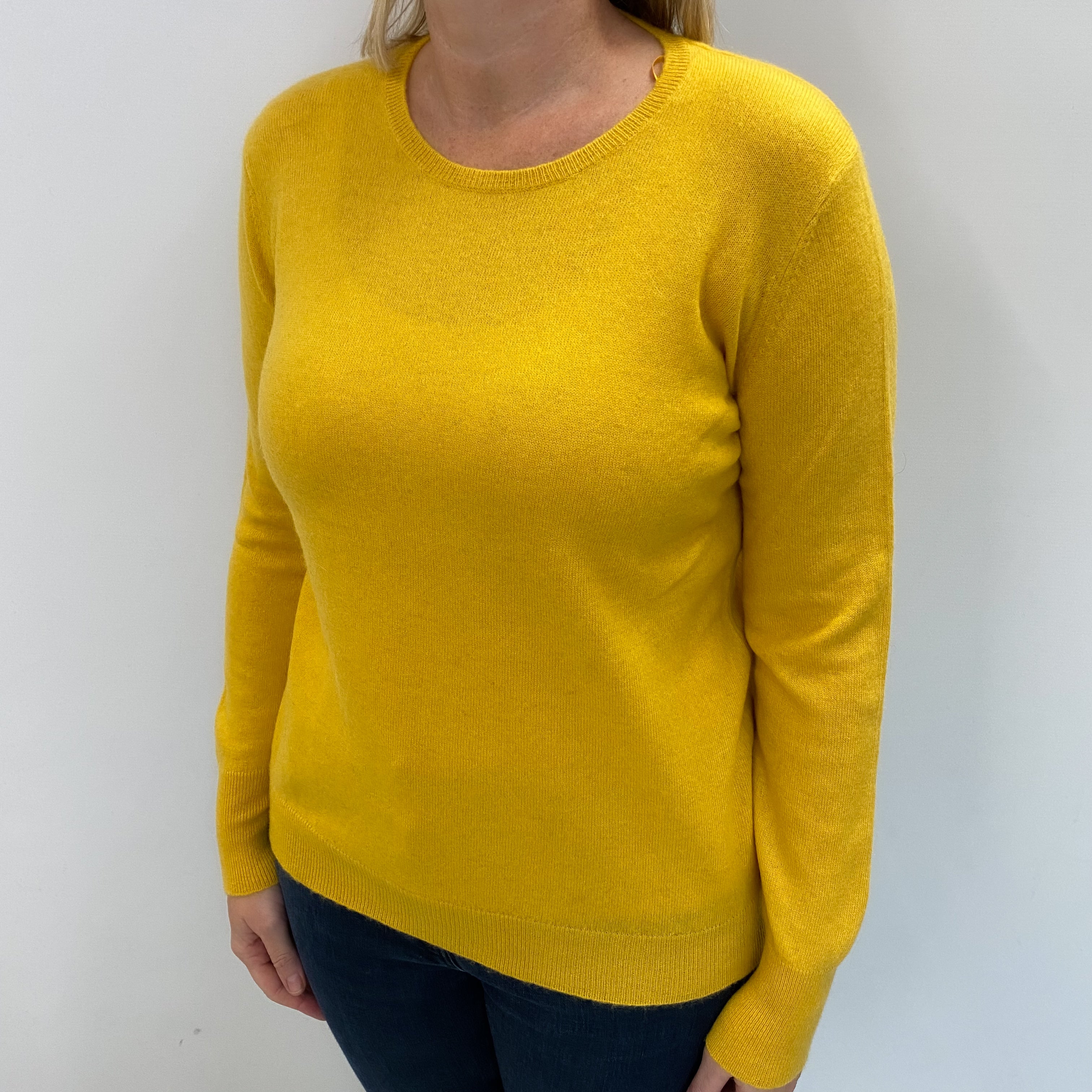 Sunflower Yellow Cashmere Crew Neck Jumper Large