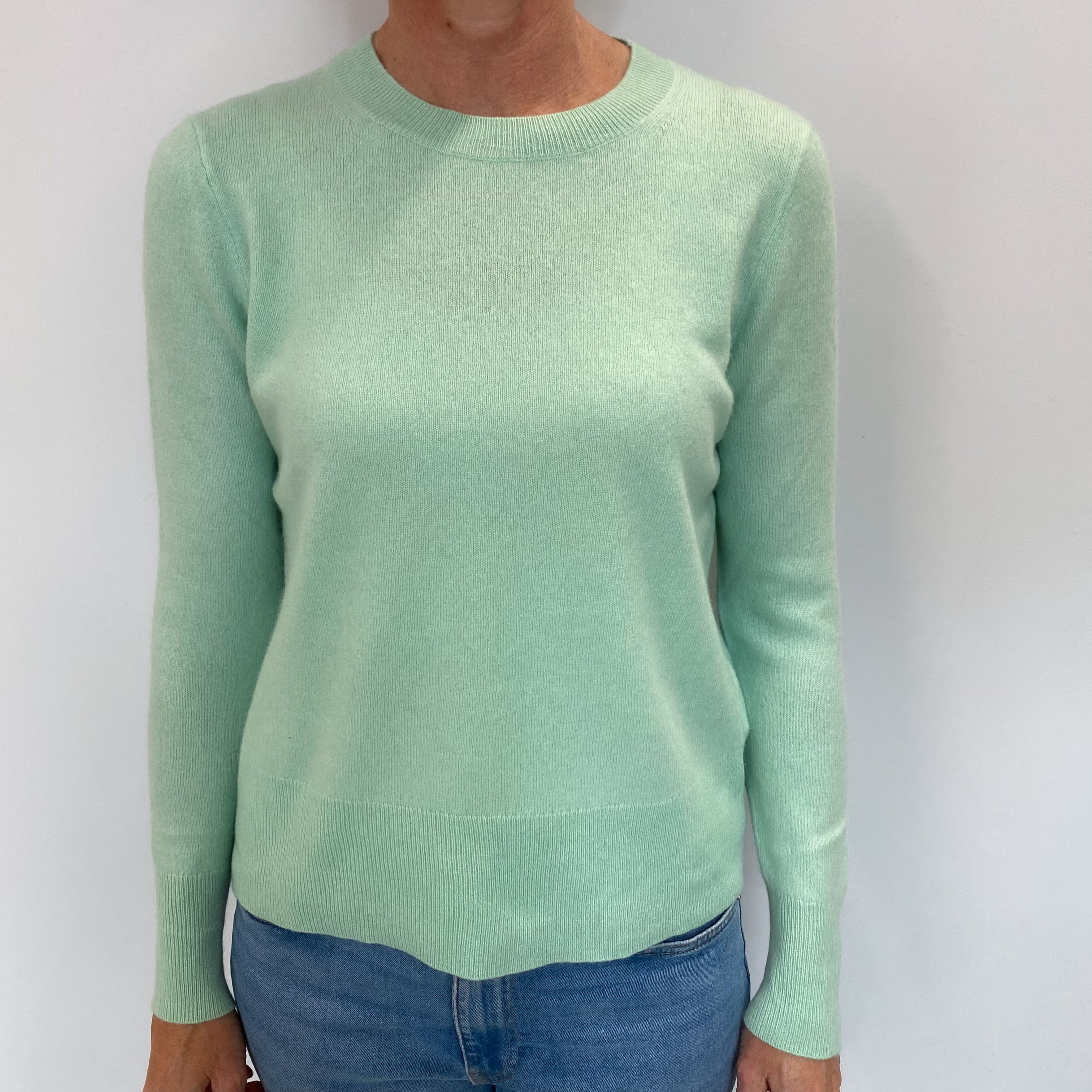 Mint Green Cashmere Crew Neck Jumper Small