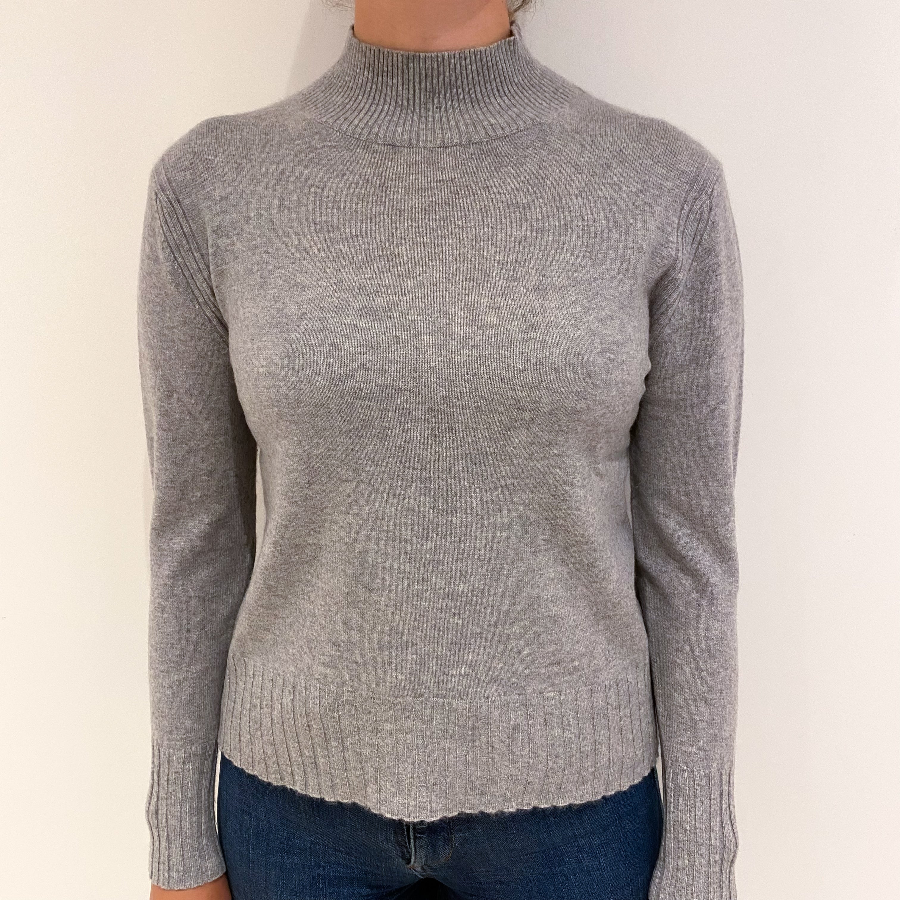Smoke Grey Cashmere Turtle Neck Jumper Small