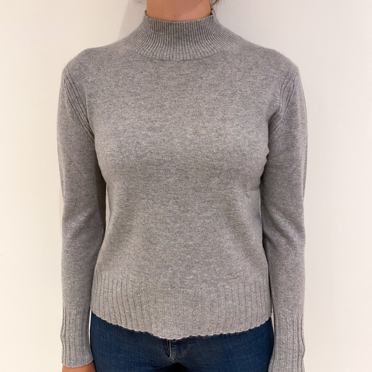 Smoke Grey Cashmere Turtle Neck Jumper Small
