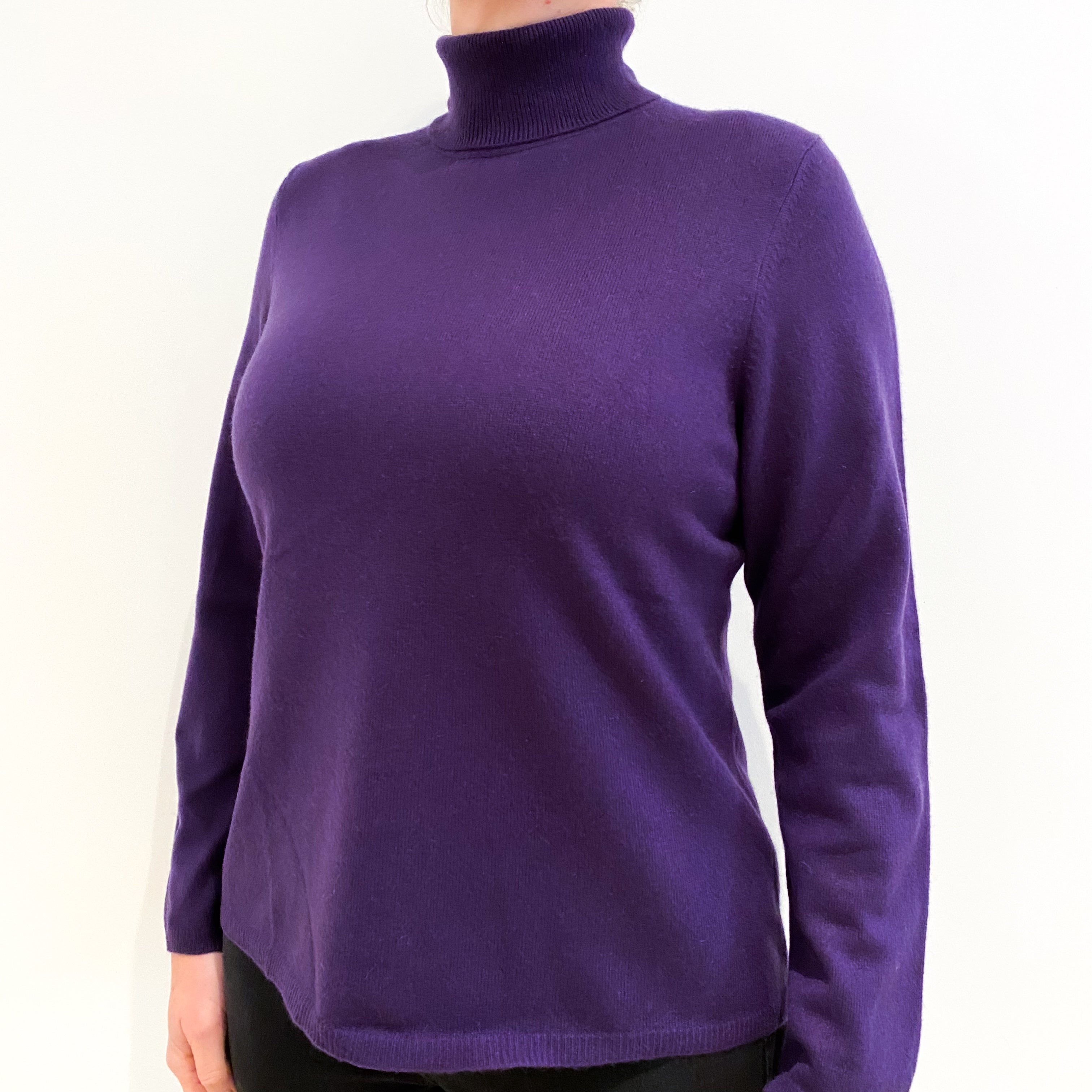Iris Purple Cashmere Polo Neck Jumper Large