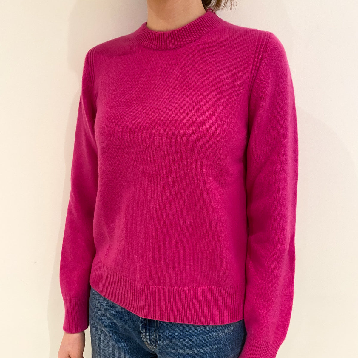 Cos Fuchsia Pink Cashmere Crew Neck Jumper Extra Small