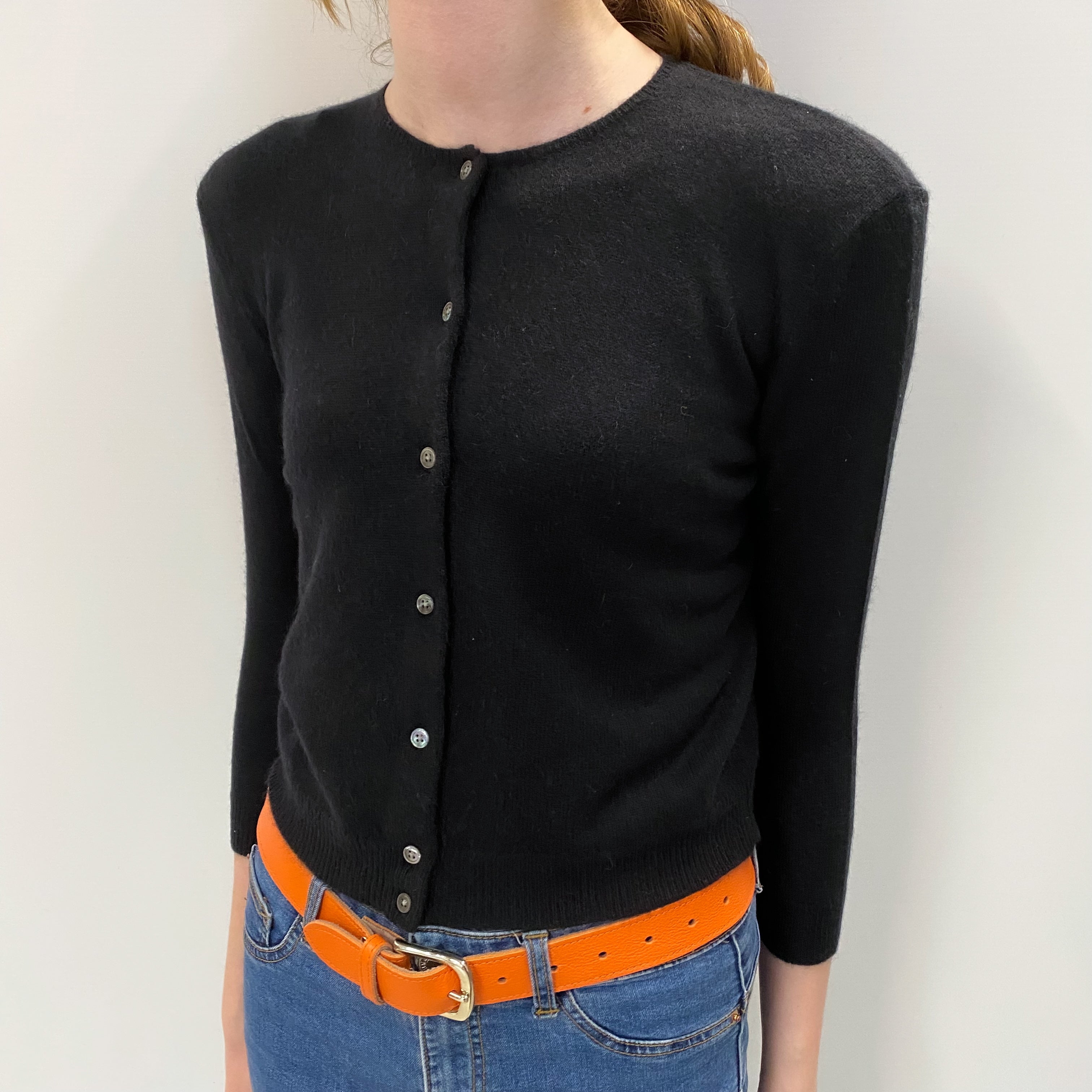 Black Cashmere Crew Cardigan Extra Small