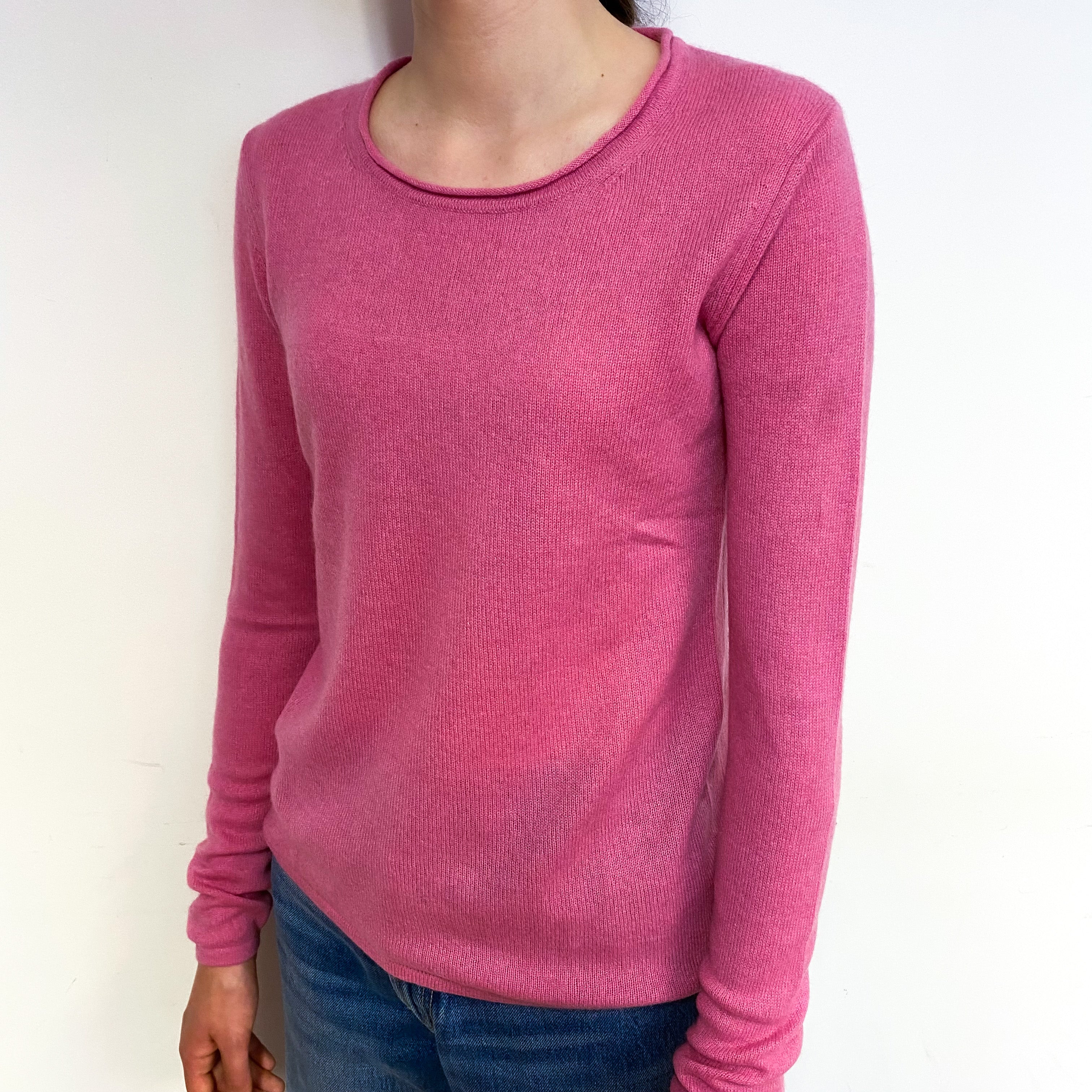 Foxglove Pink Cashmere Crew Neck Jumper Extra Small