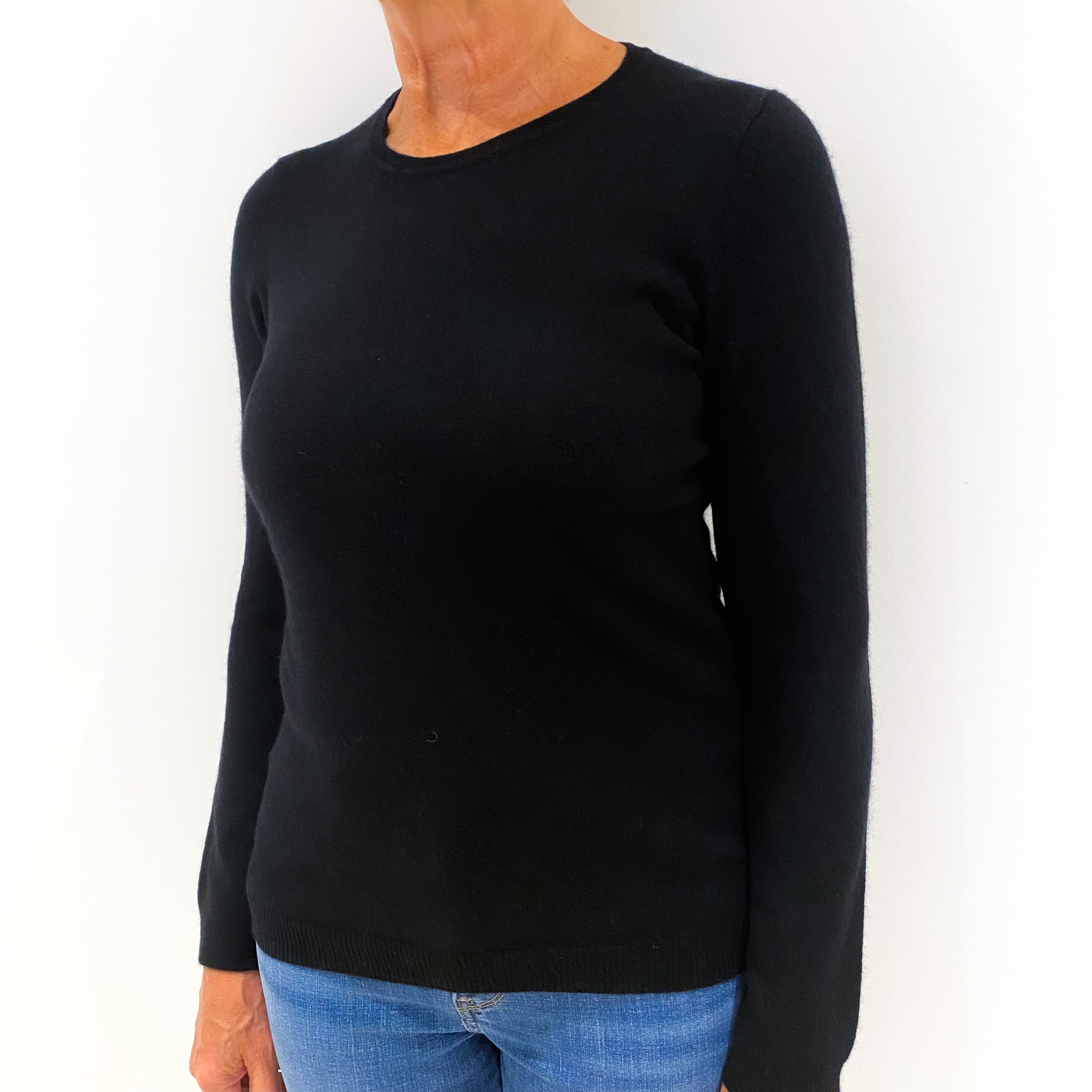 Black Cashmere Crew Neck Jumper Medium