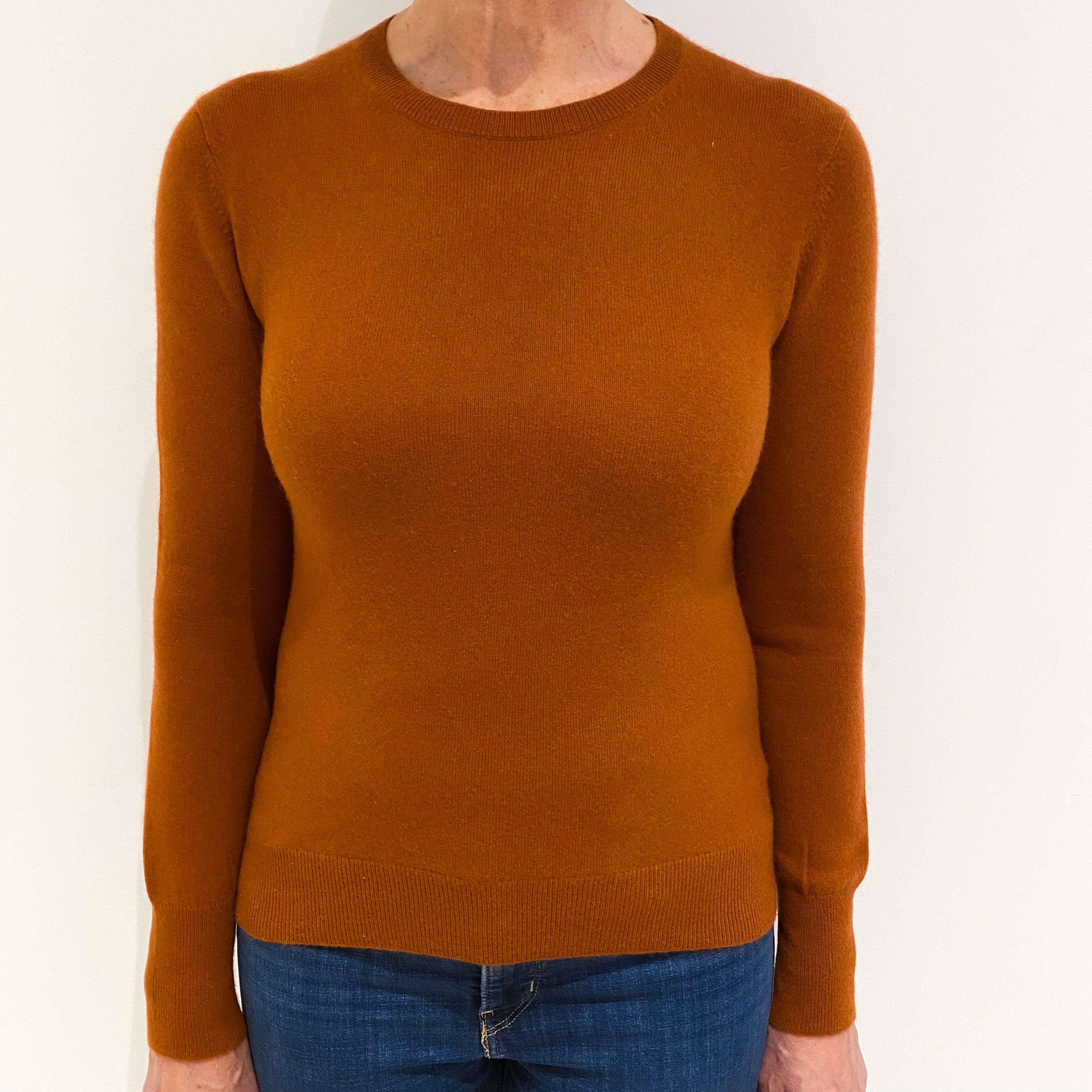 Cinnamon Brown Cashmere Crew Neck Jumper Medium