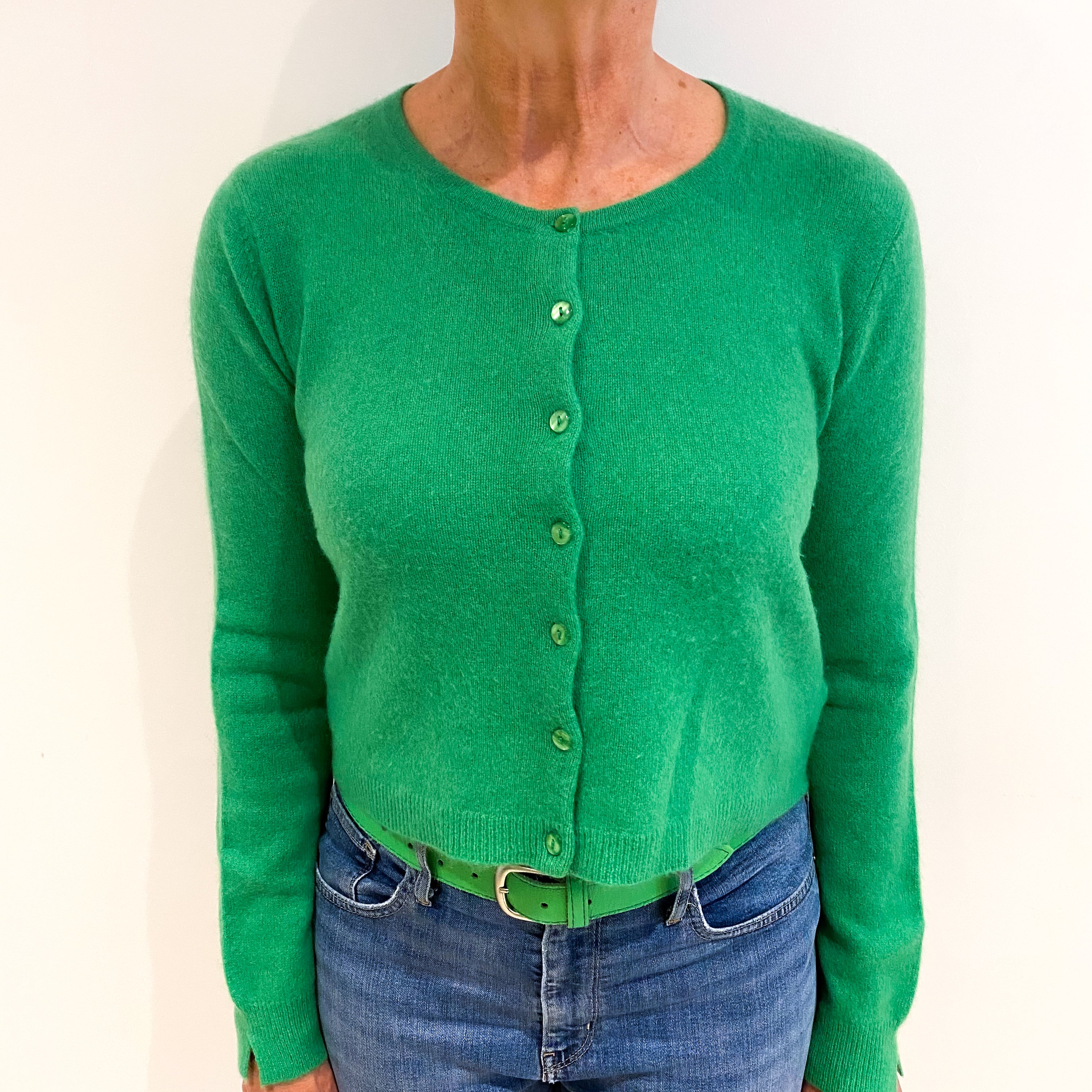 Neon Green Cashmere Cardigan Medium