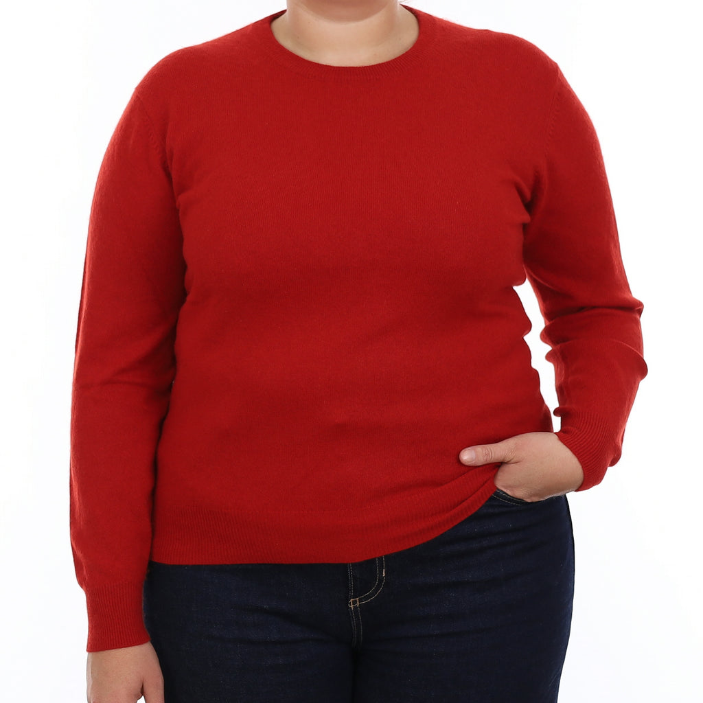Crimson Red Cashmere Crew Neck Jumper Large
