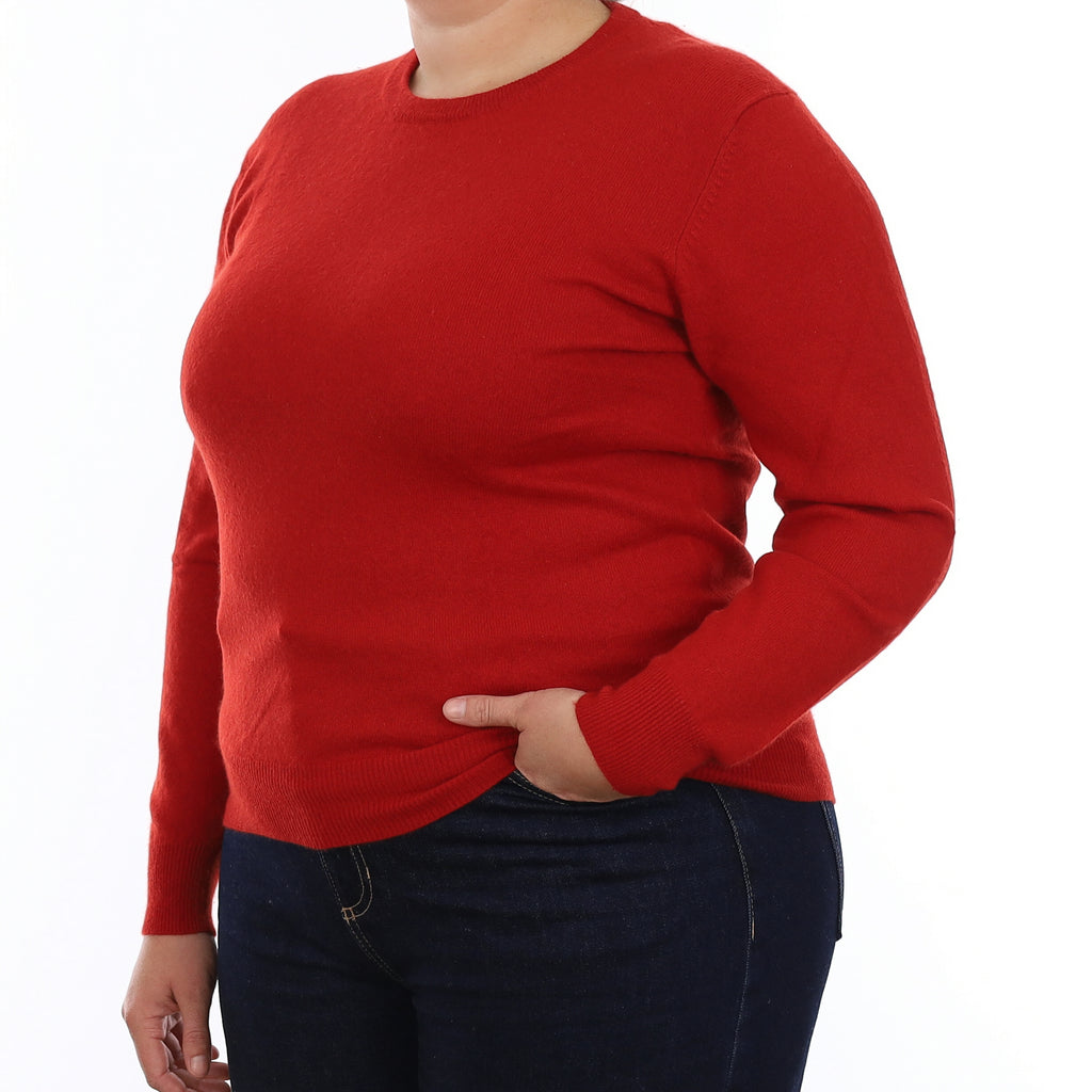 Crimson Red Cashmere Crew Neck Jumper Large